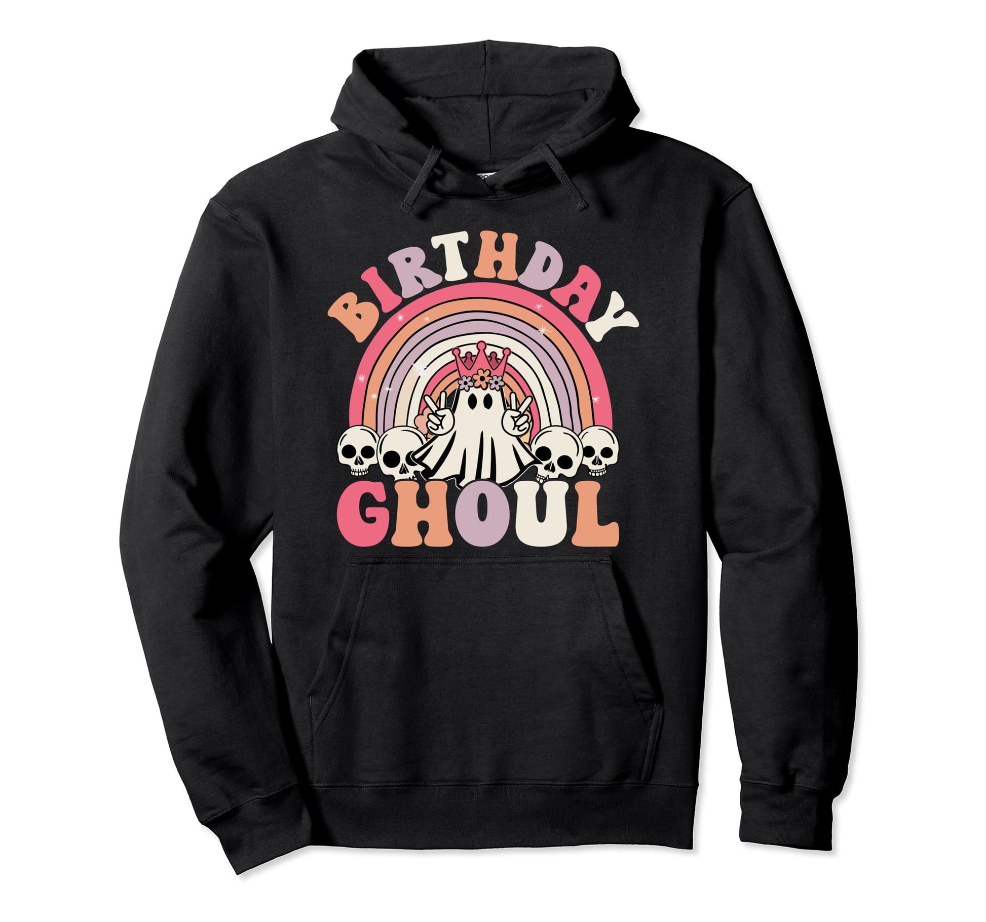 Birthday Ghoul Rainbow Ghost Halloween Hoodie - Aesthetic Graphic Unisex - T-Shirt, Sweatshirt, Hoodie