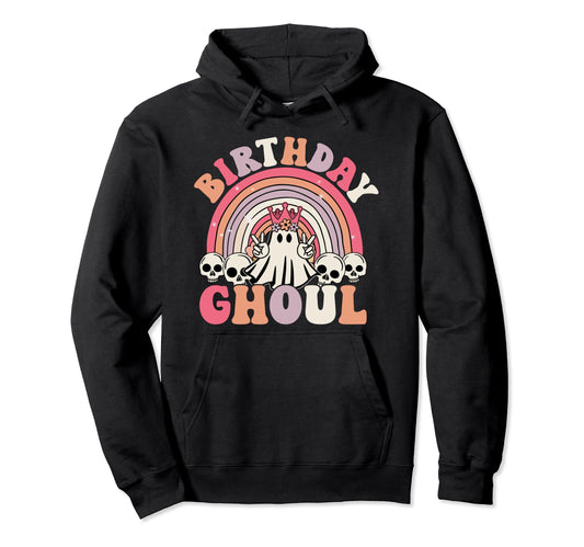 Birthday Ghoul Rainbow Ghost Halloween Hoodie - Aesthetic Graphic Unisex - T-Shirt, Sweatshirt, Hoodie