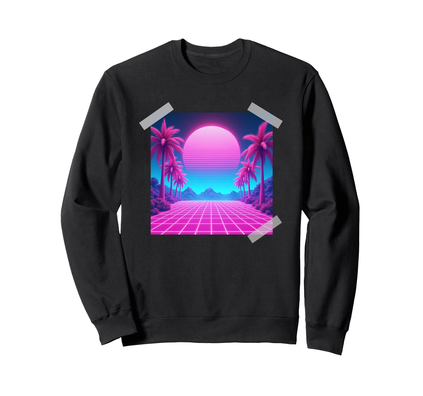 80S Vaporwave Aesthetic Palm Trees Sweatshirt - Novelty Apparel Men Women - T-Shirt, Sweatshirt, Hoodie