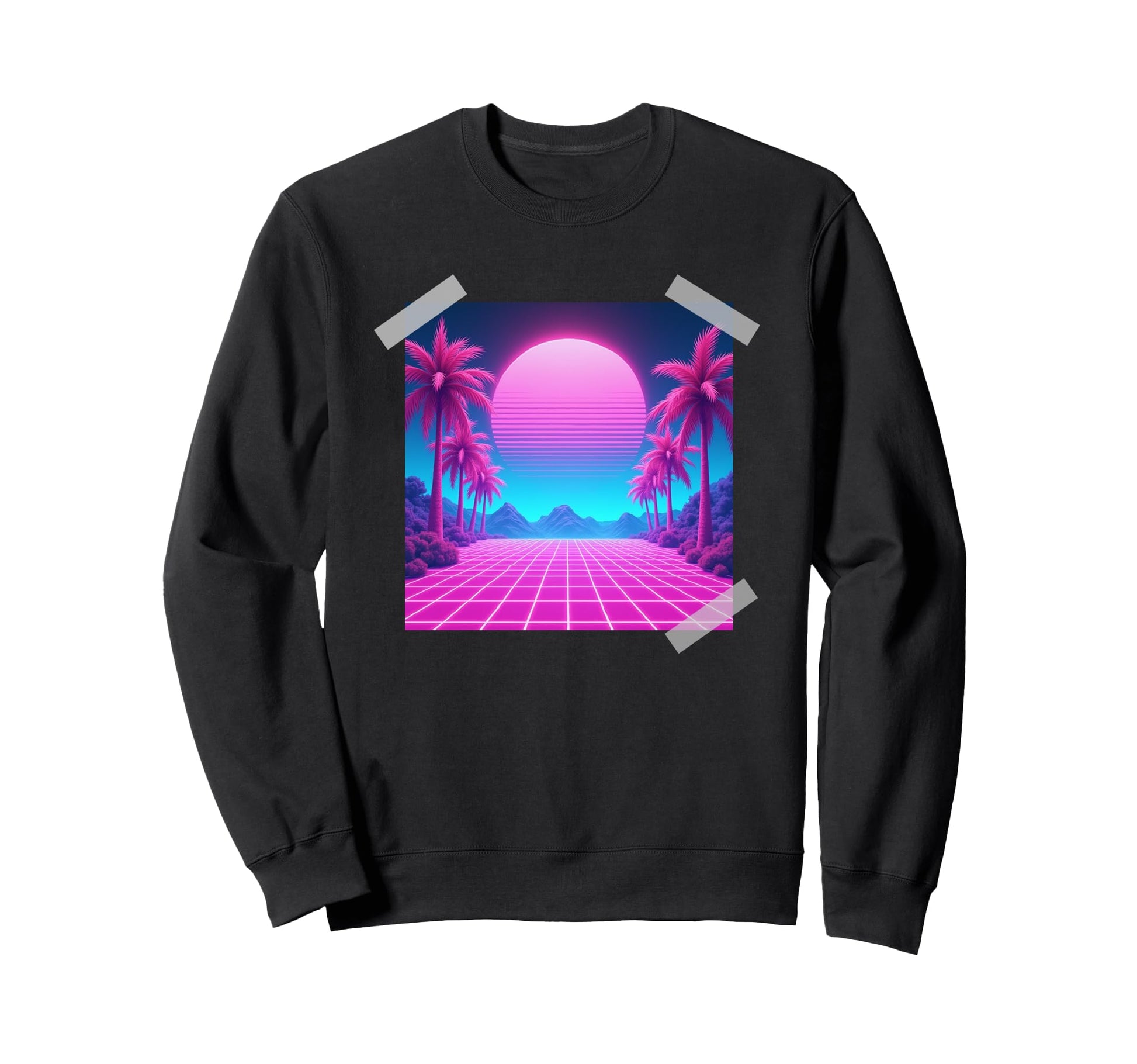 80S Vaporwave Aesthetic Palm Trees Sweatshirt - Novelty Apparel Men Women - T-Shirt, Sweatshirt, Hoodie