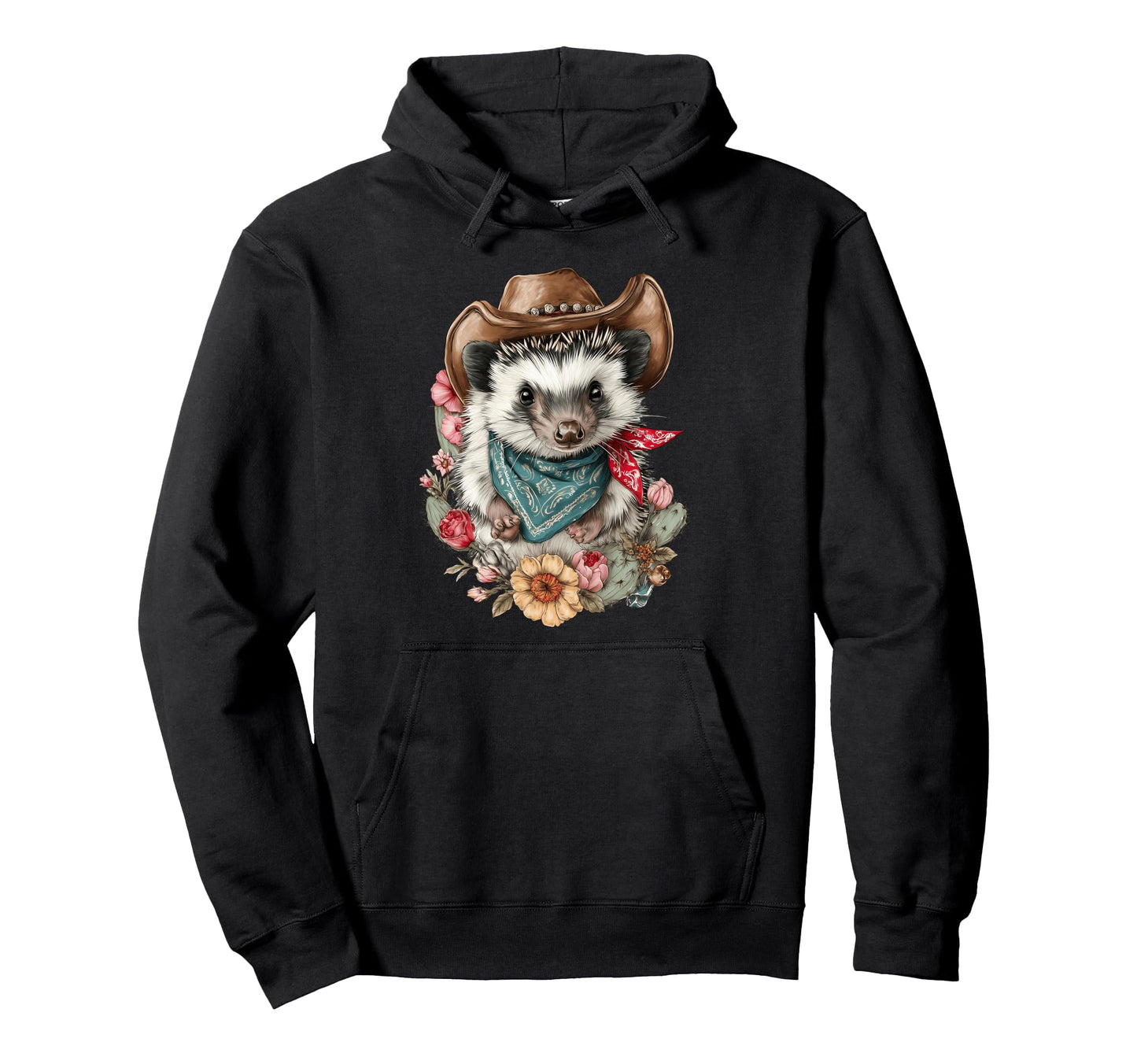 Hedgehog Cowboy Rodeo Cowgirl Western Country Hoodie - Graphic Print Unisex - T-Shirt, Sweatshirt, Hoodie