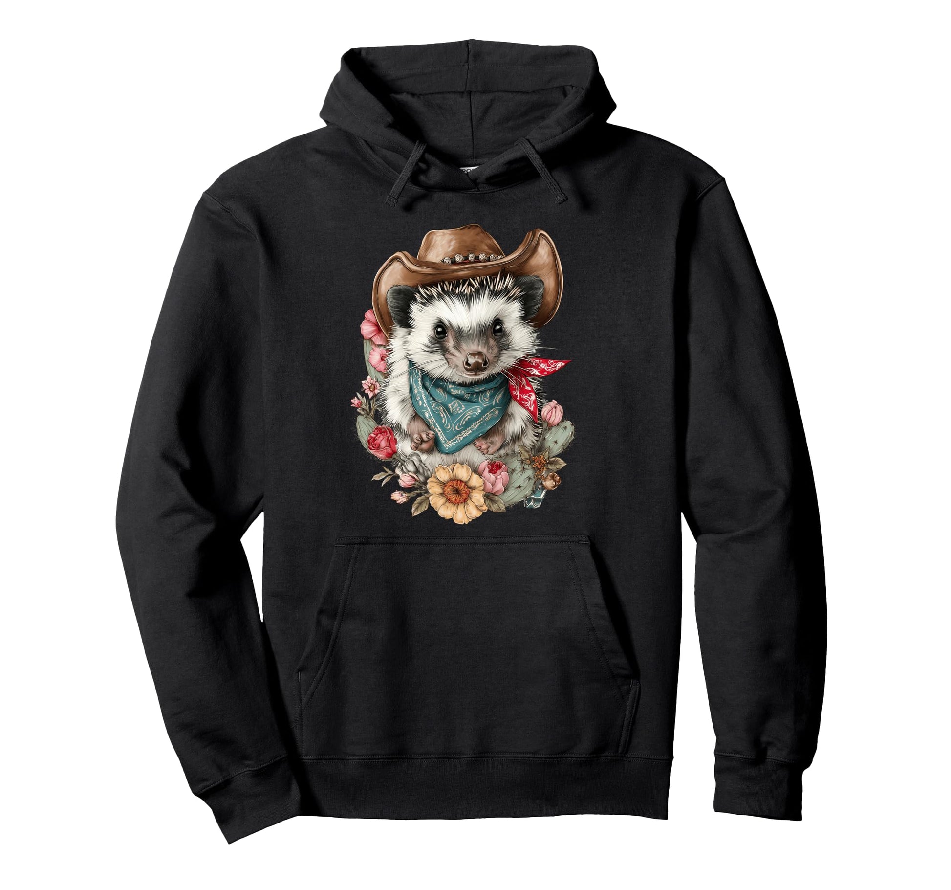 Hedgehog Cowboy Rodeo Cowgirl Western Country Hoodie - Graphic Print Unisex - T-Shirt, Sweatshirt, Hoodie