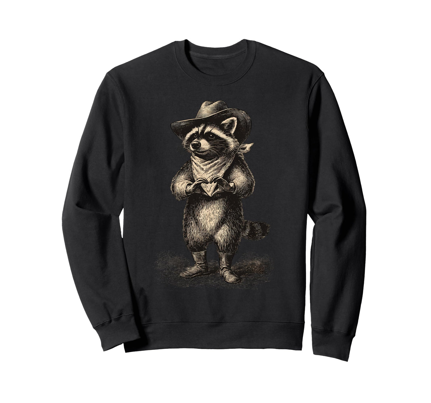 Raccoon Cowboy Rodeo Cowgirl Western Sweatshirt - Custom Art Print Unisex - T-Shirt, Sweatshirt, Hoodie