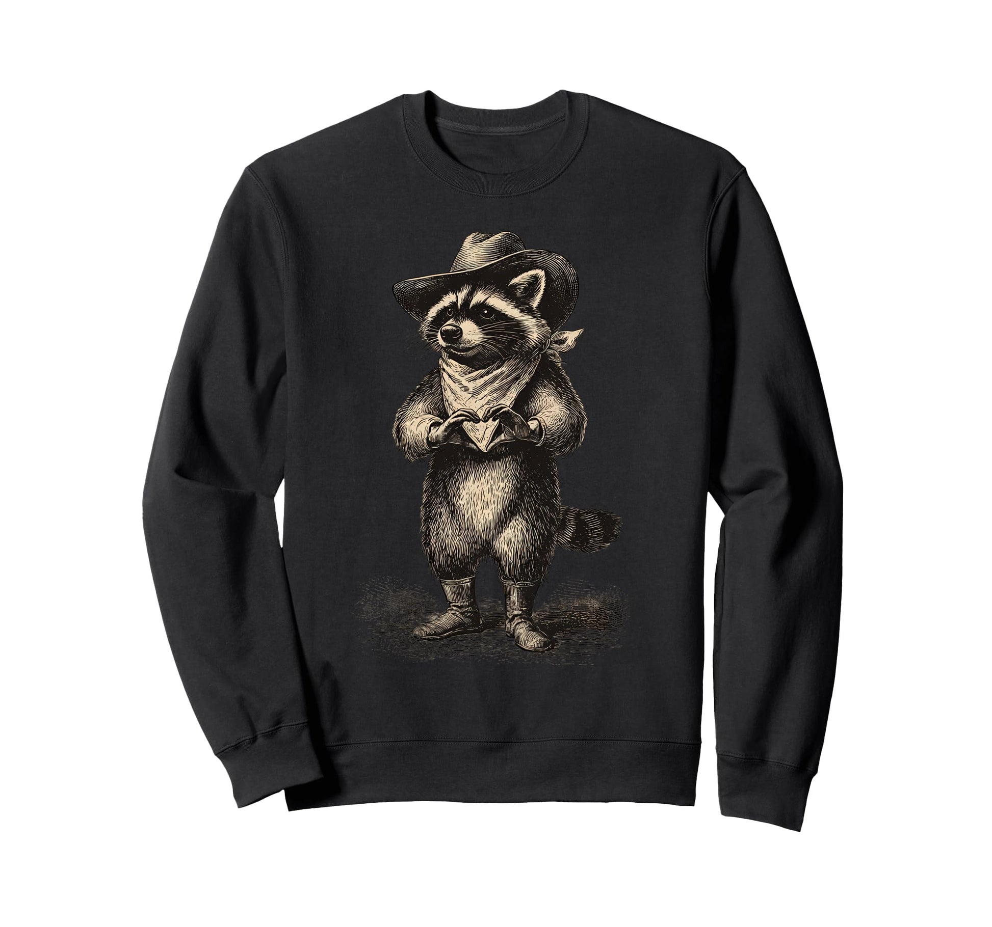 Raccoon Cowboy Rodeo Cowgirl Western Sweatshirt - Custom Art Print Unisex - T-Shirt, Sweatshirt, Hoodie