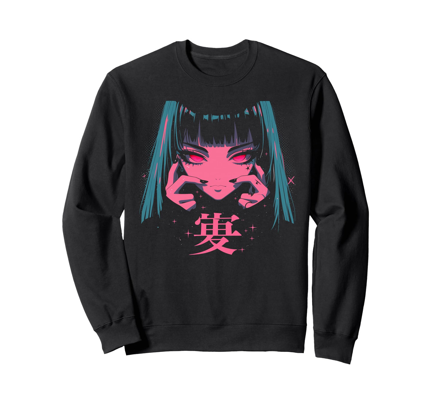 Goth Grunge Demon Anime Waifu Sweatshirt - Casual Everyday Wear Men Women - T-Shirt, Sweatshirt, Hoodie