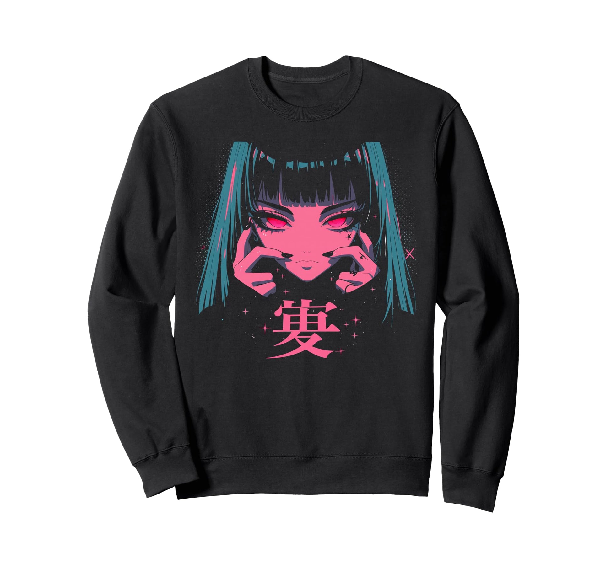 Goth Grunge Demon Anime Waifu Sweatshirt - Casual Everyday Wear Men Women - T-Shirt, Sweatshirt, Hoodie