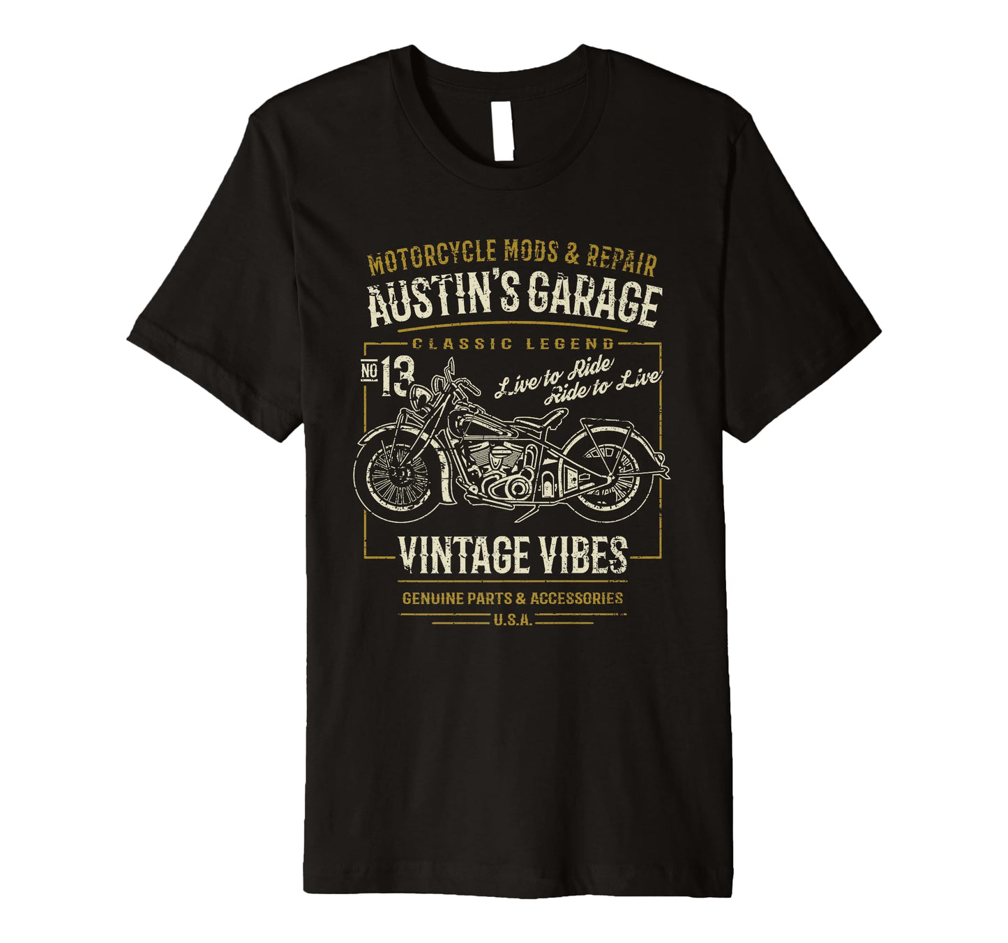 Austins Garage Motorcycle T-Shirt - Novelty Apparel for Adults - T-Shirt, Sweatshirt, Hoodie
