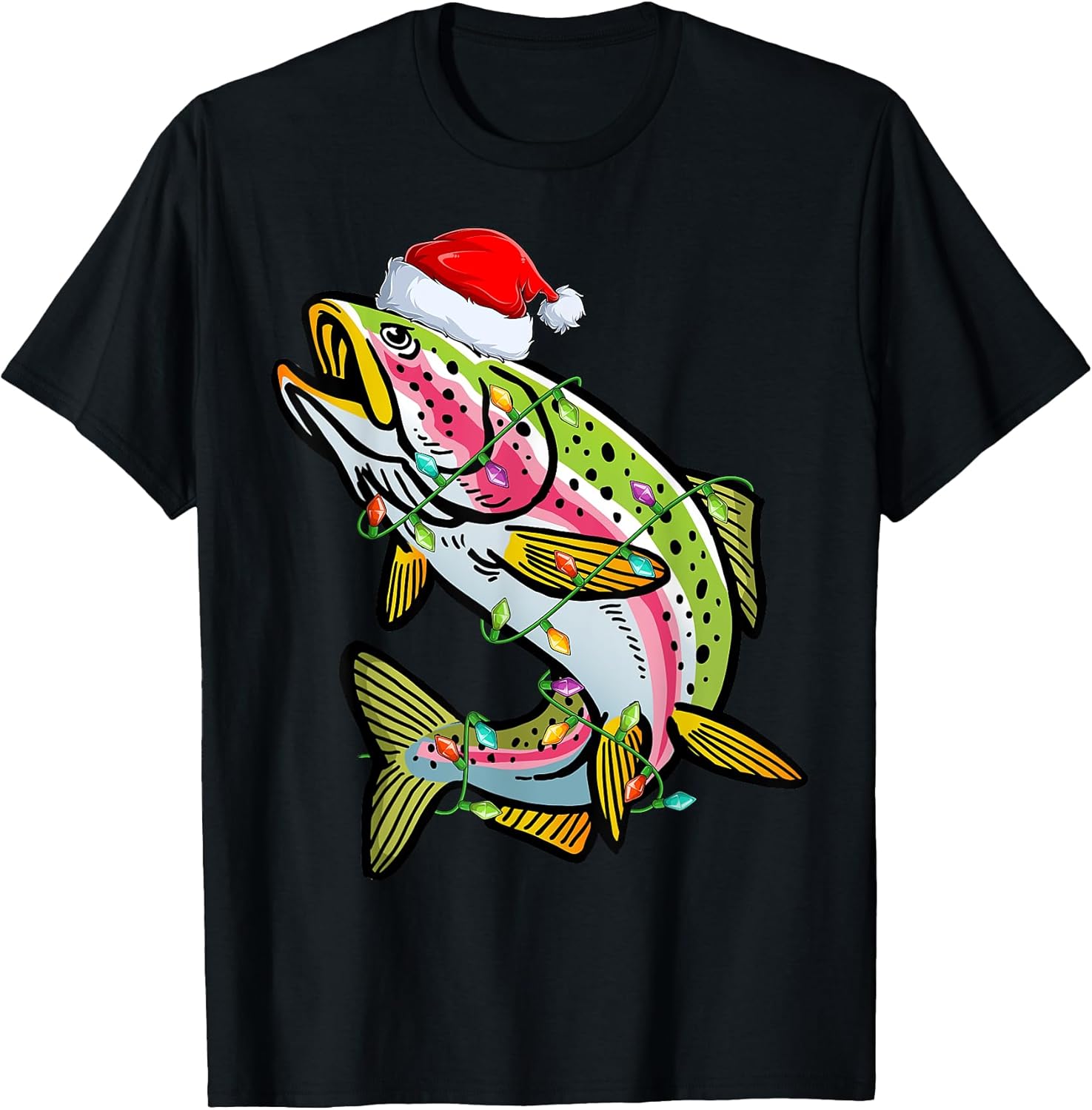 Rainbow Trout Fish Christmas Lights - Adult & Kids T-Shirts, Sweatshirts & Hoodies apparel design preview 1