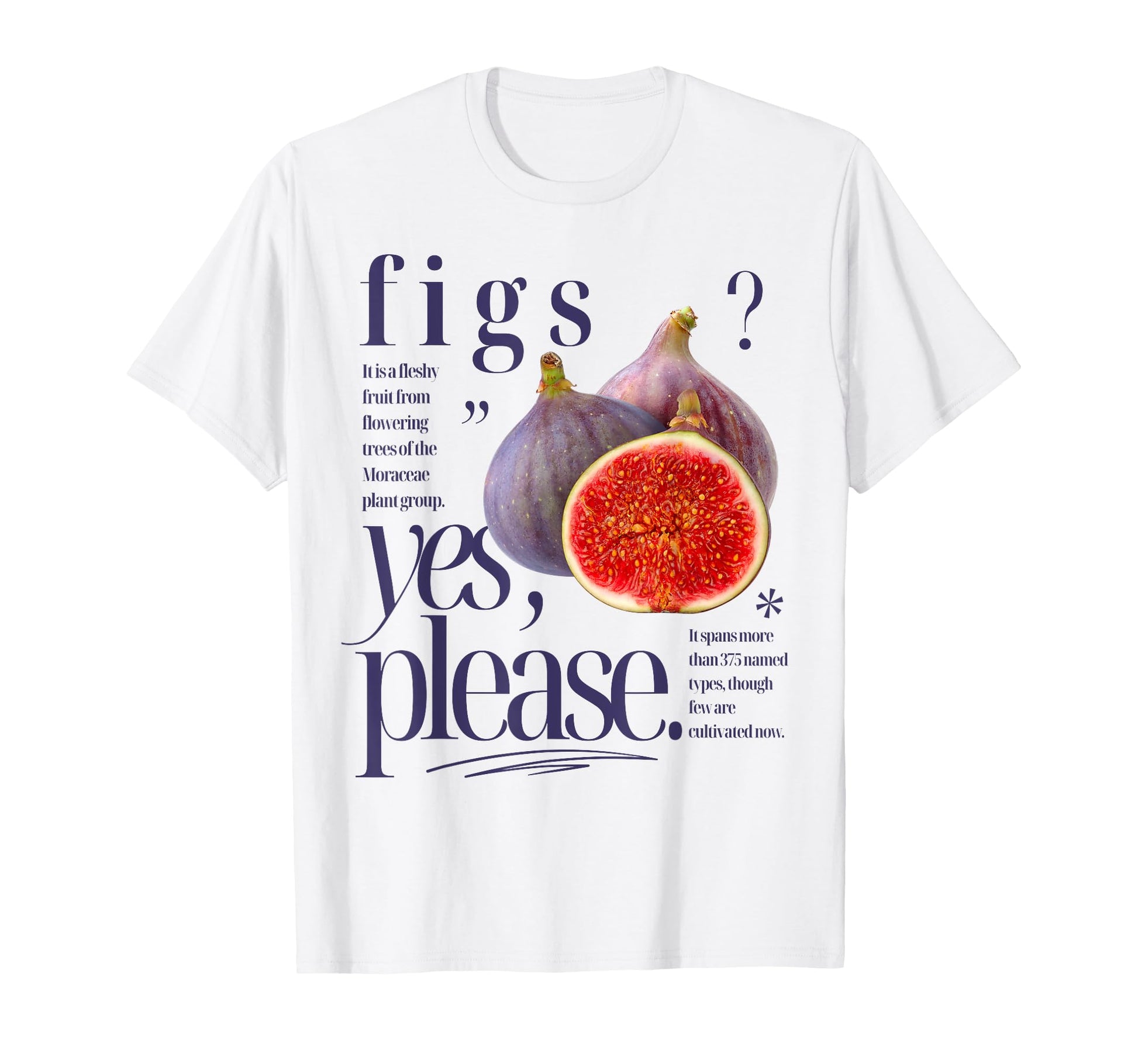 Figs Yes Please Fruit Typography T-Shirt - Casual Everyday Wear for Adults - T-Shirt, Sweatshirt, Hoodie