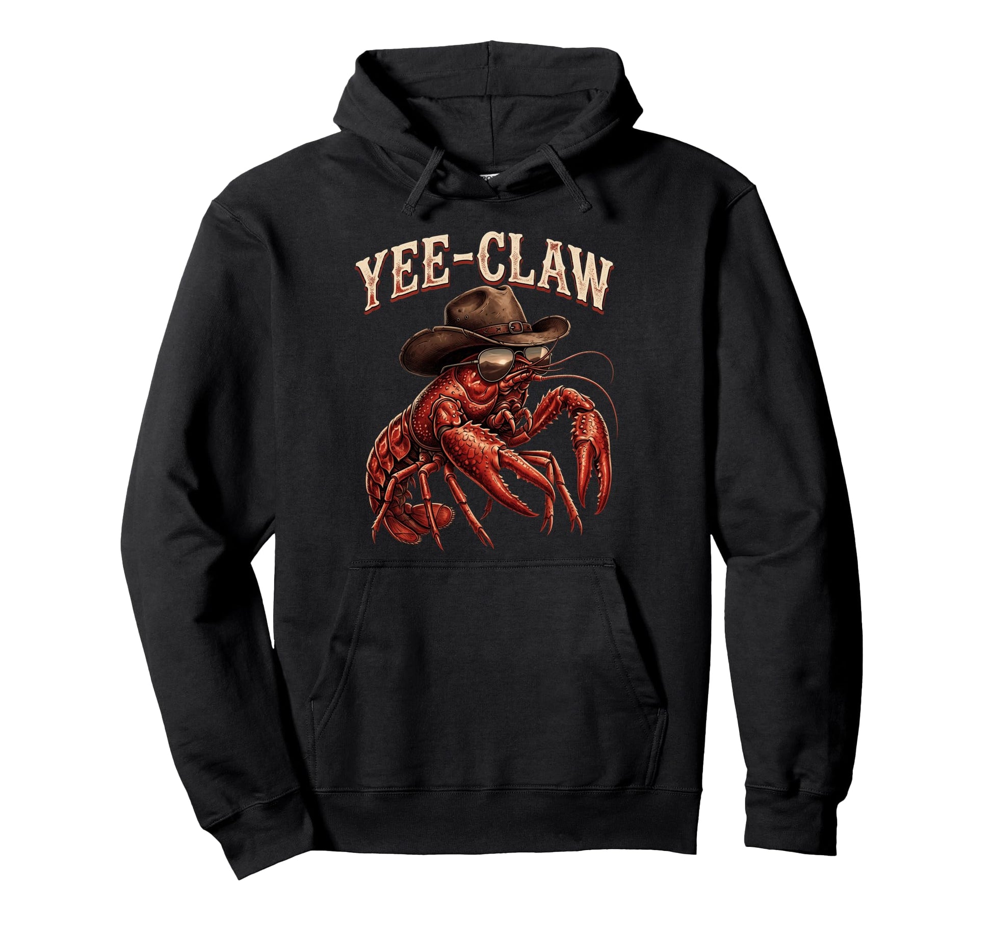 Yee Claw Cowboy Lobster Funny Western Hoodie - Custom Art Print for Adults - T-Shirt, Sweatshirt, Hoodie