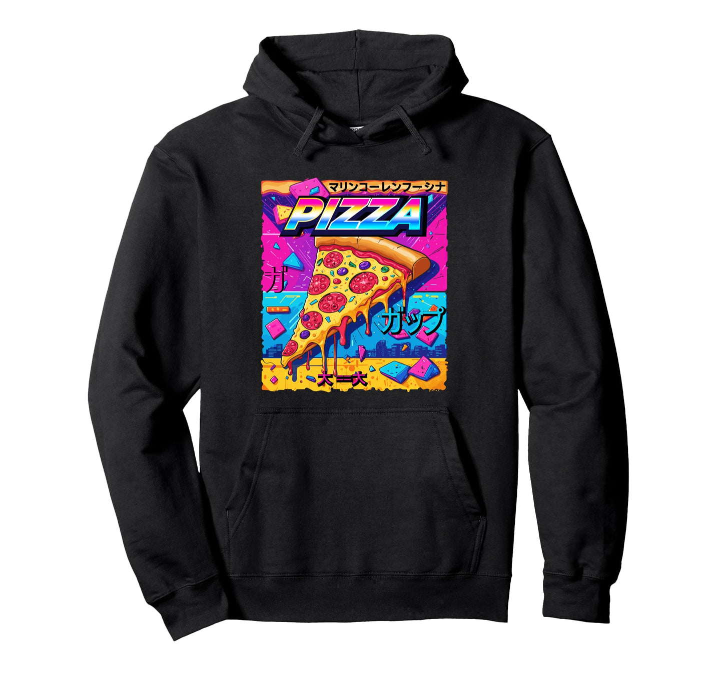 Pizza Lover Japanese Vaporwave Hoodie - Custom Art Print Men Women - T-Shirt, Sweatshirt, Hoodie