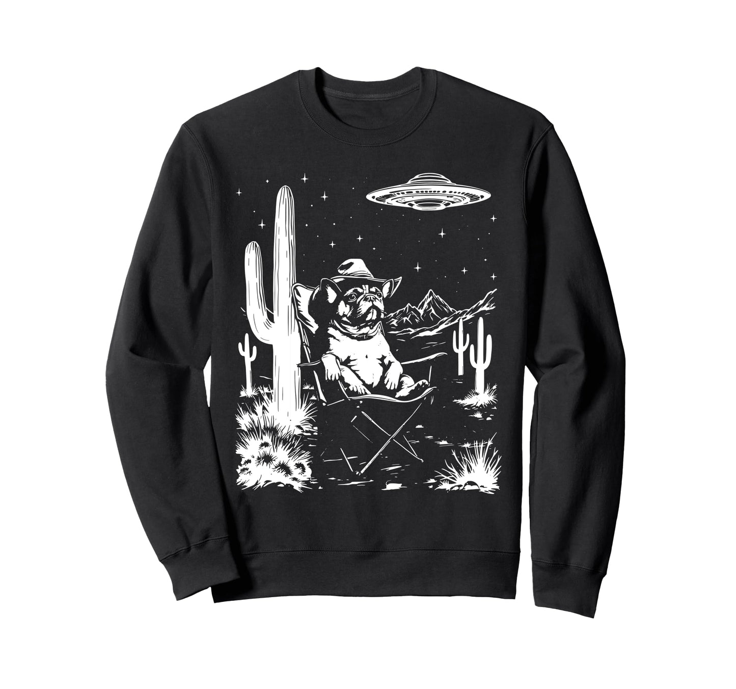 French Bulldog Frenchie Cowboy Hat Sweatshirt - Unique Graphic for Adults - T-Shirt, Sweatshirt, Hoodie