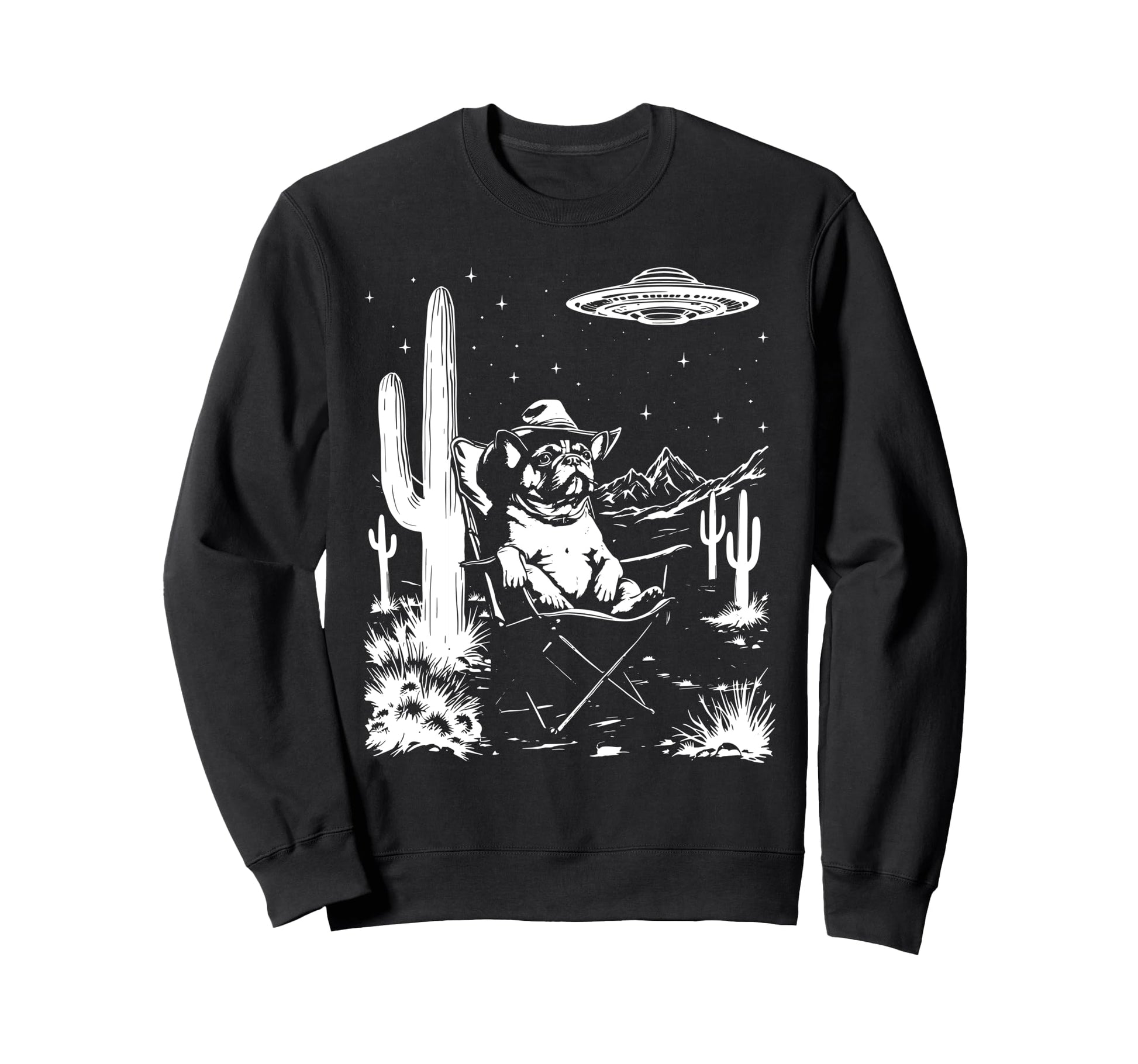 French Bulldog Frenchie Cowboy Hat Sweatshirt - Unique Graphic for Adults - T-Shirt, Sweatshirt, Hoodie