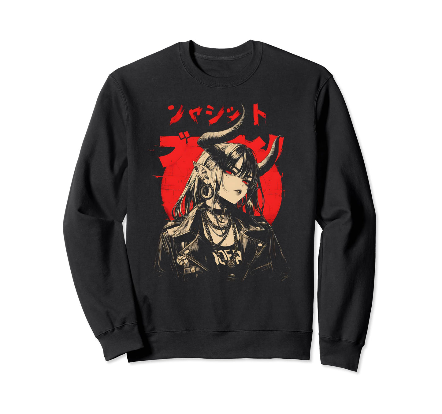 Goth Grunge Demon Anime Waifu Horror Sweatshirt - Aesthetic Graphic Unisex - T-Shirt, Sweatshirt, Hoodie