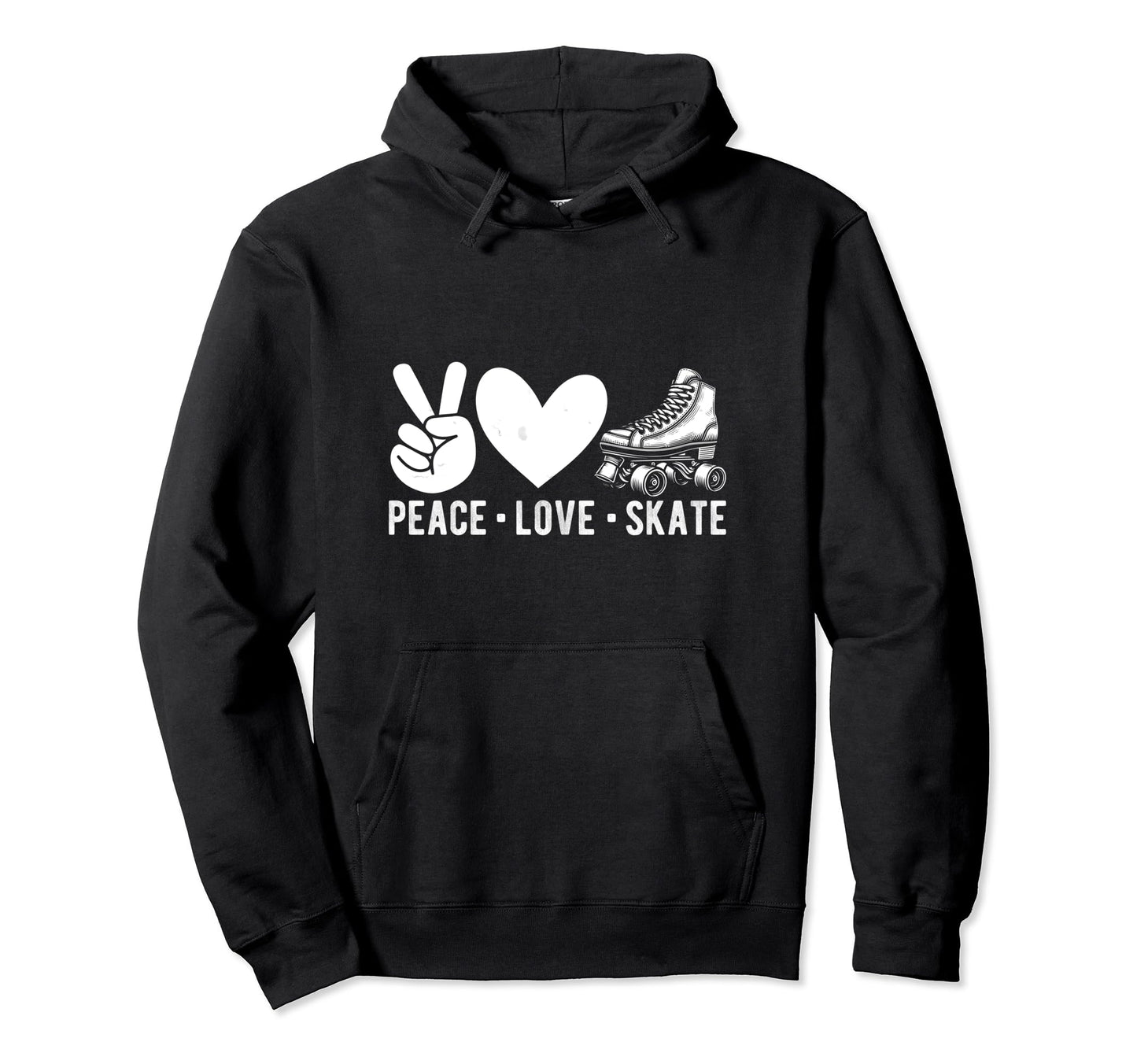 Peace Love Skate Roller Skating Peace Hoodie - Novelty Apparel Men Women - T-Shirt, Sweatshirt, Hoodie