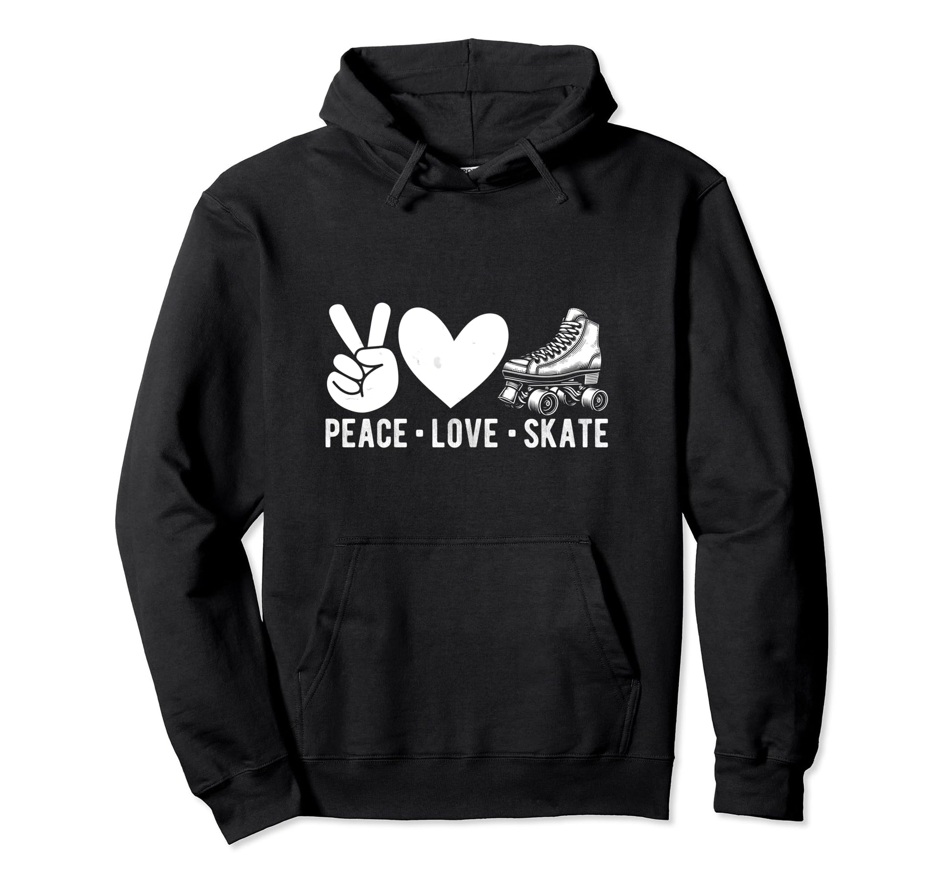Peace Love Skate Roller Skating Peace Hoodie - Novelty Apparel Men Women - T-Shirt, Sweatshirt, Hoodie