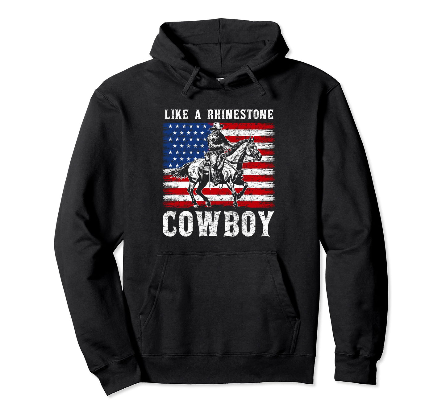 Western Country Usa Flag Like Rhinestone Hoodie - Trendy Graphic Unisex - T-Shirt, Sweatshirt, Hoodie
