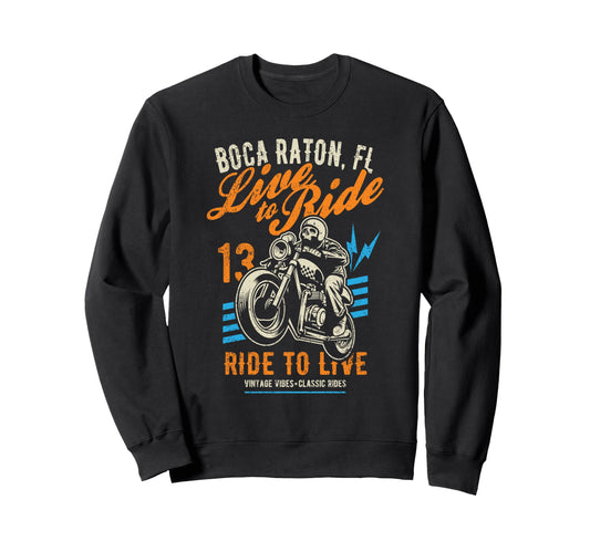 Boca Raton Fl Usa Motorcycle Skull Sweatshirt - Minimalist Print Men Women - T-Shirt, Sweatshirt, Hoodie