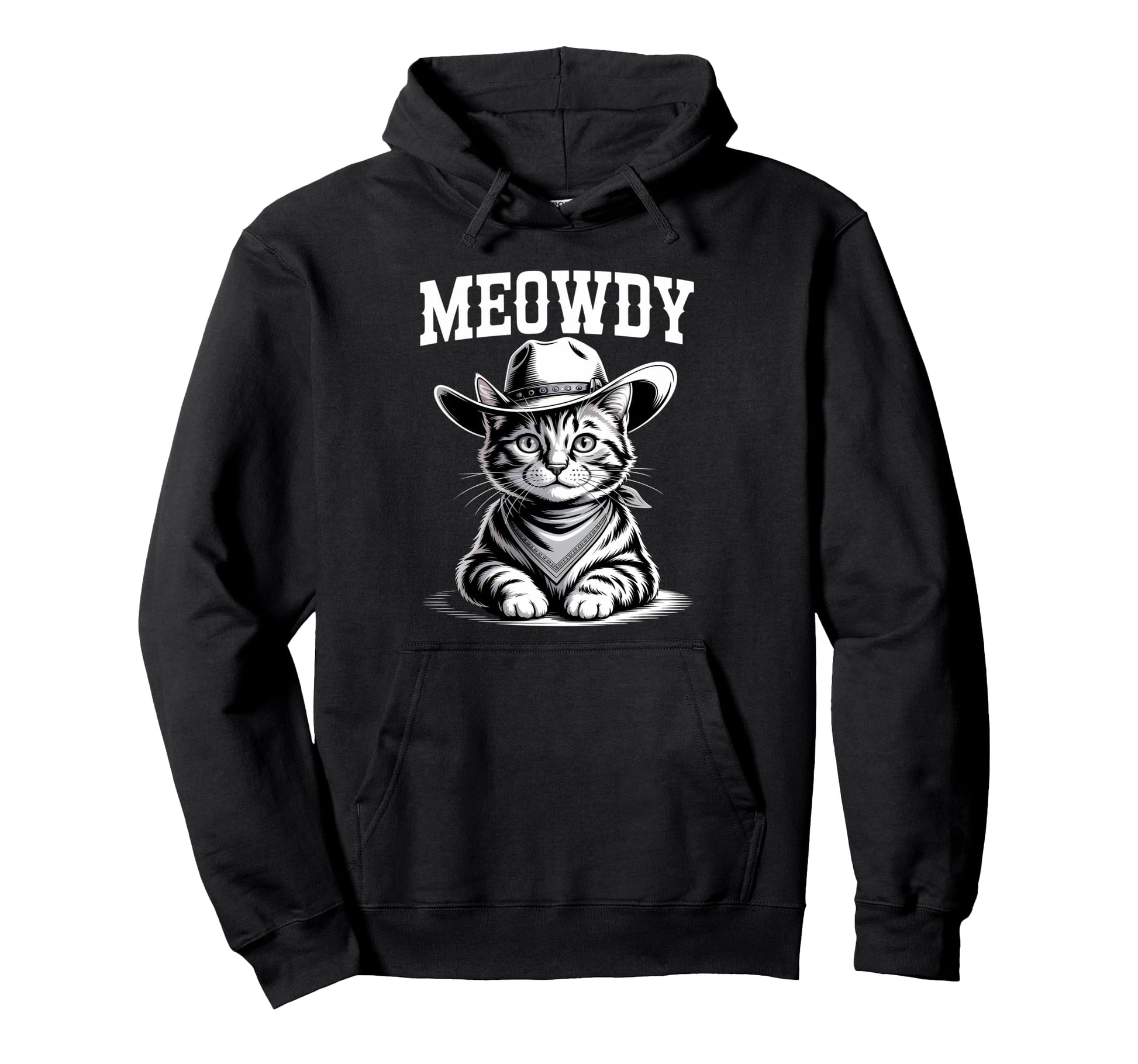 Meowdy Cat Western Country Funny Cowboy Hoodie - Trendy Graphic Men Women - T-Shirt, Sweatshirt, Hoodie