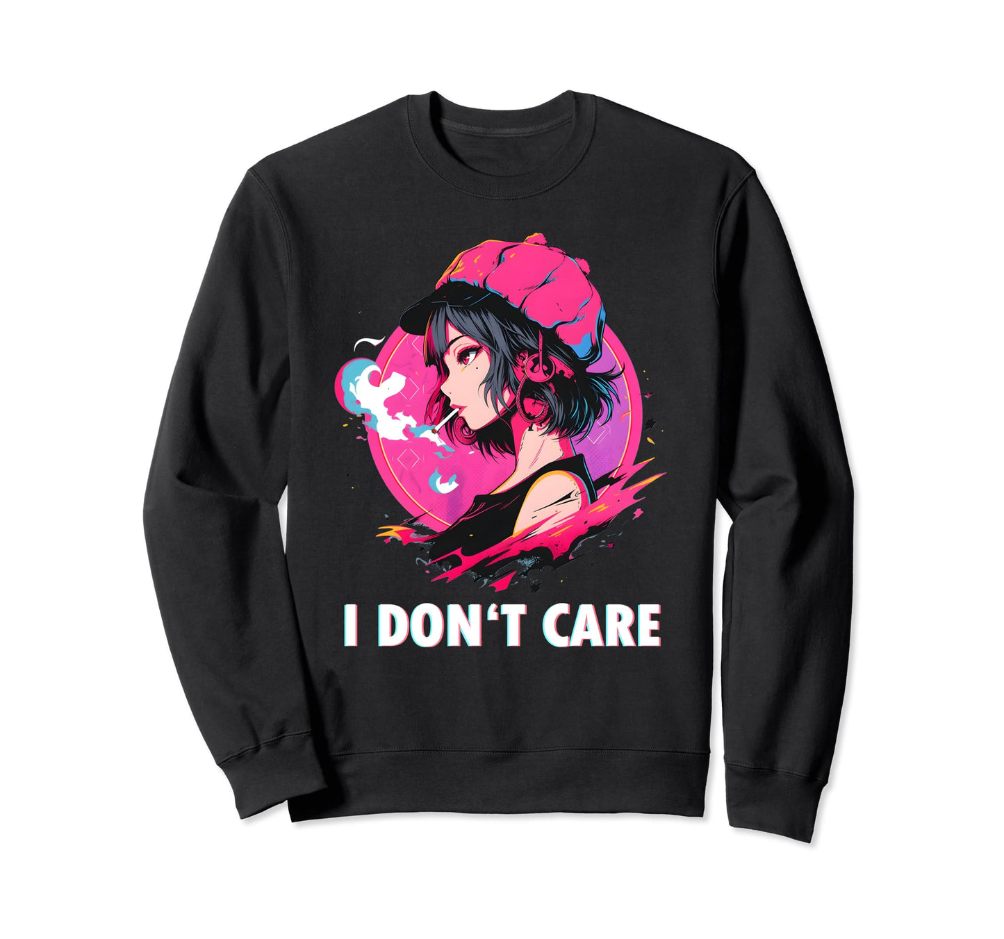 Aesthetic Vaporwave Sad Face Sweatshirt - Fun Novelty Design for Adults - T-Shirt, Sweatshirt, Hoodie