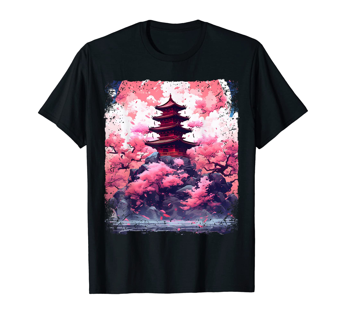 Aesthetic Cherry Blossom Tree Temple T-Shirt - Novelty Apparel Unisex - T-Shirt, Sweatshirt, Hoodie