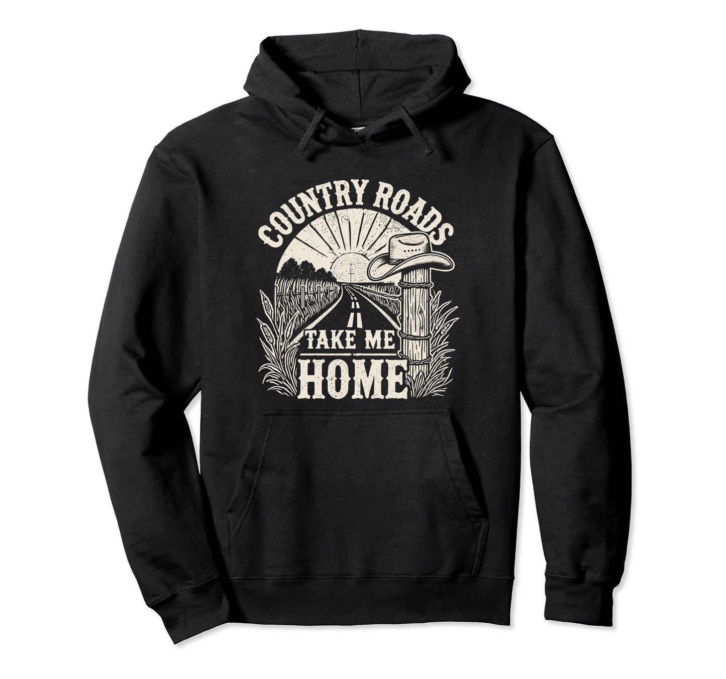Country Roads Take Me Home Cowboy Hoodie - Casual Everyday Wear for Adults - T-Shirt, Sweatshirt, Hoodie