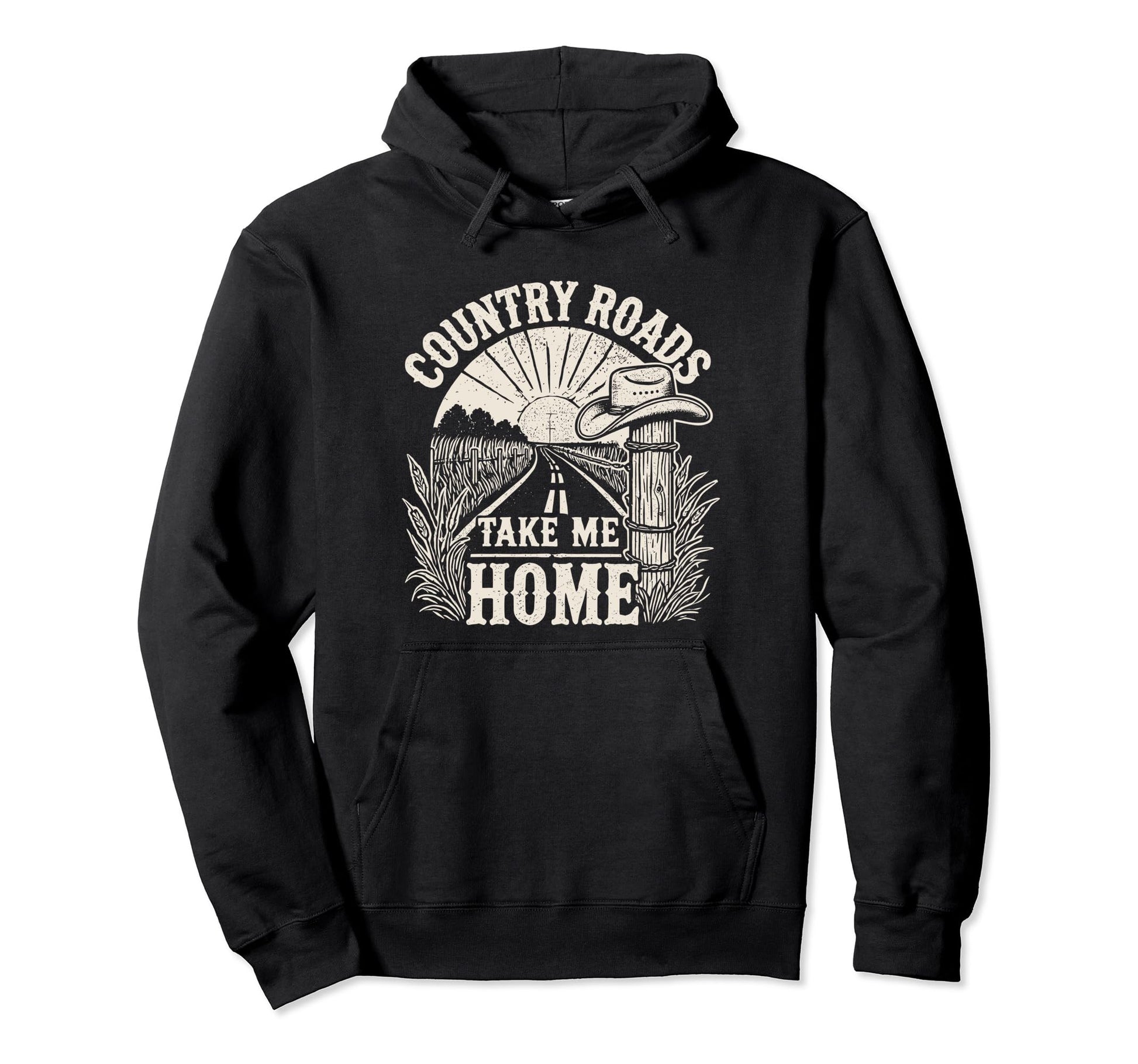 Country Roads Take Me Home Cowboy Hoodie - Casual Everyday Wear for Adults - T-Shirt, Sweatshirt, Hoodie