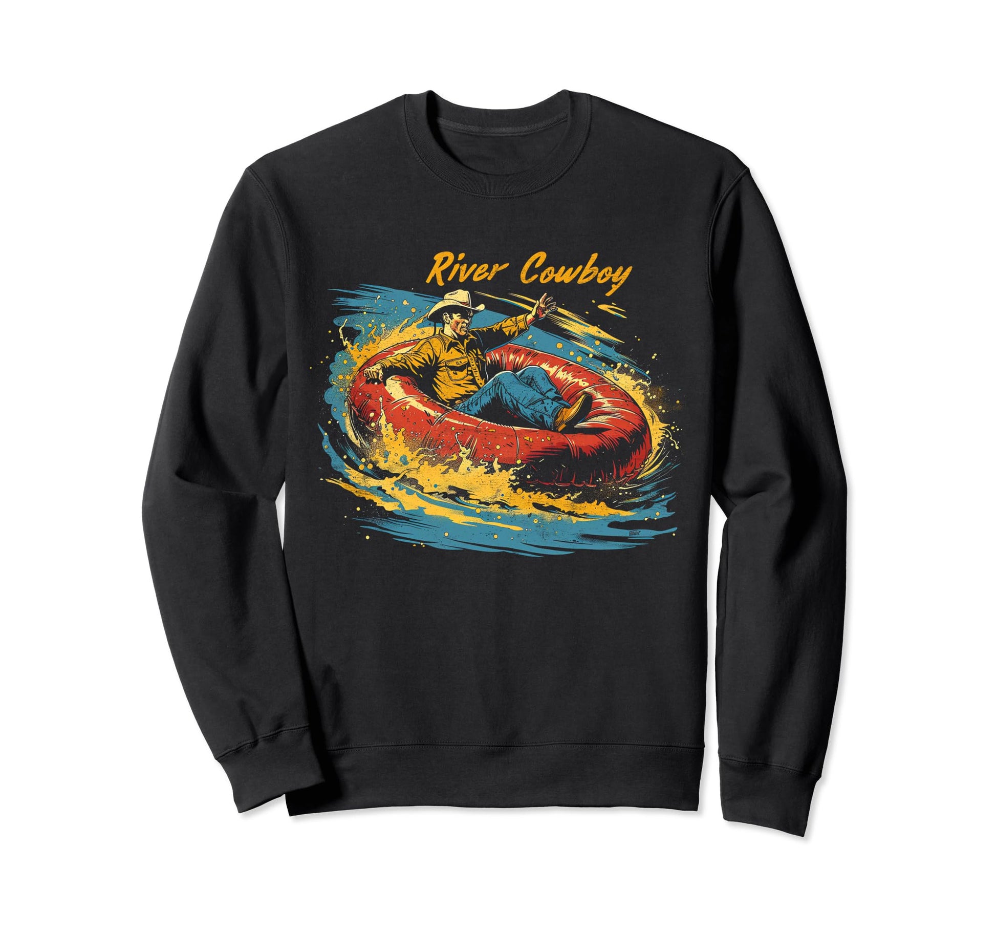River Cowboy Fun Mens Summer Float Sweatshirt - Minimalist Print Unisex - T-Shirt, Sweatshirt, Hoodie
