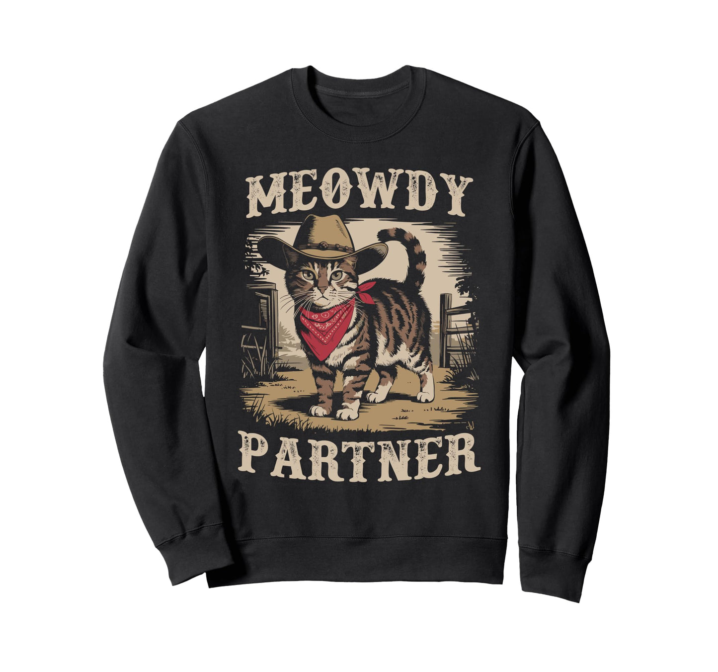 Meowdy Partner Funny Country Cat Sweatshirt - Aesthetic Graphic Unisex - T-Shirt, Sweatshirt, Hoodie