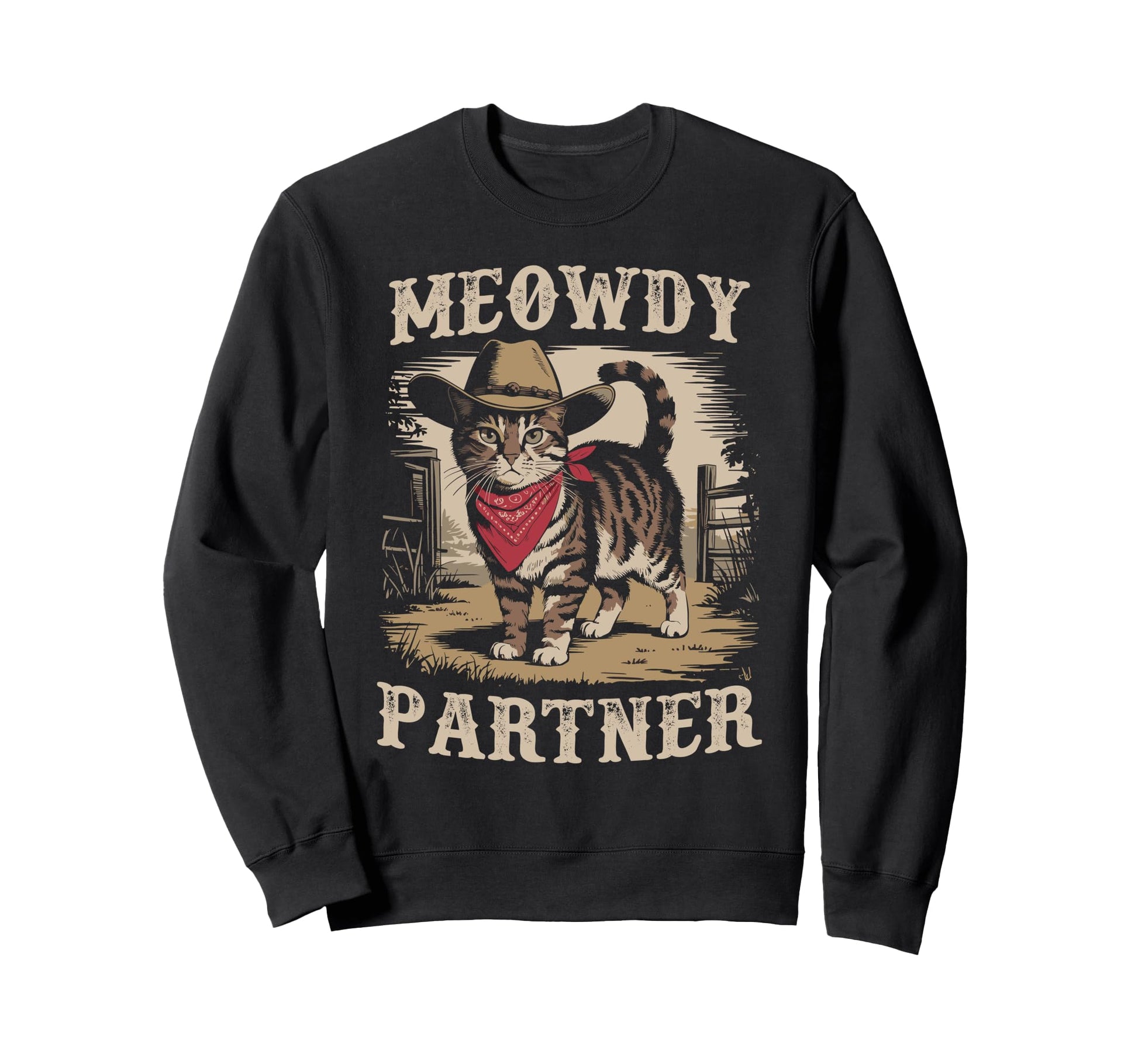 Meowdy Partner Funny Country Cat Sweatshirt - Aesthetic Graphic Unisex - T-Shirt, Sweatshirt, Hoodie
