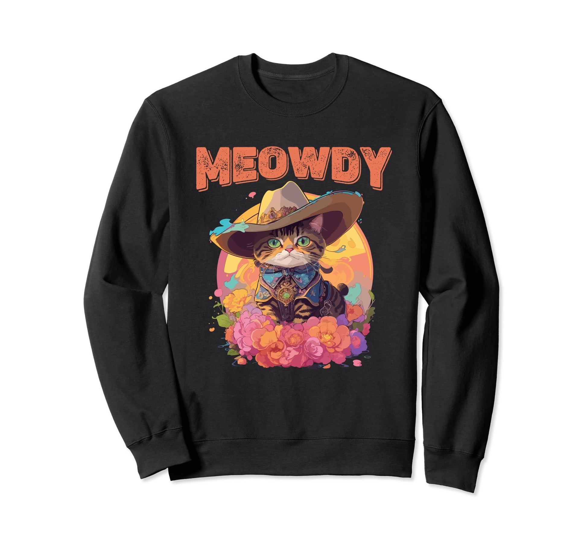 Meowdy Funny Country Music Cat Sweatshirt - Graphic Print for Adults - T-Shirt, Sweatshirt, Hoodie