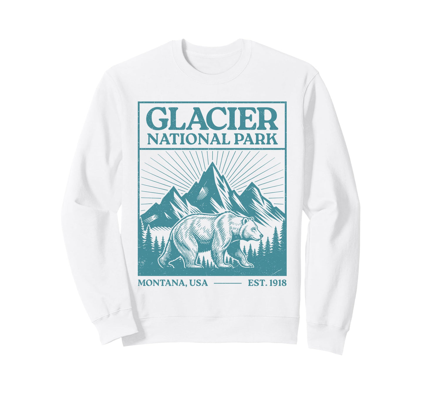 Glacier National Park Montana Usa Sweatshirt - Trendy Graphic for Adults - T-Shirt, Sweatshirt, Hoodie