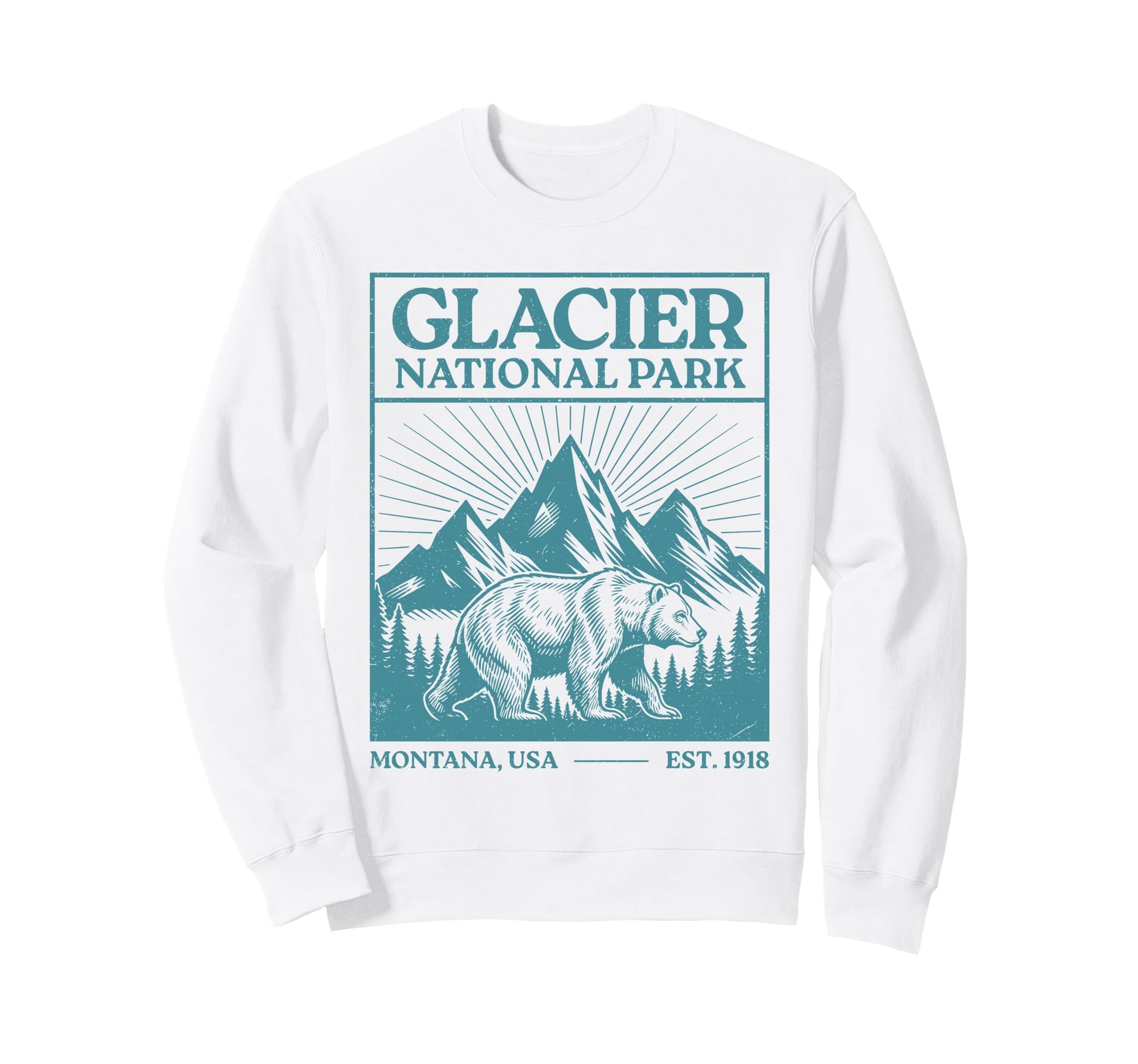 Glacier National Park Montana Usa Sweatshirt - Trendy Graphic for Adults - T-Shirt, Sweatshirt, Hoodie