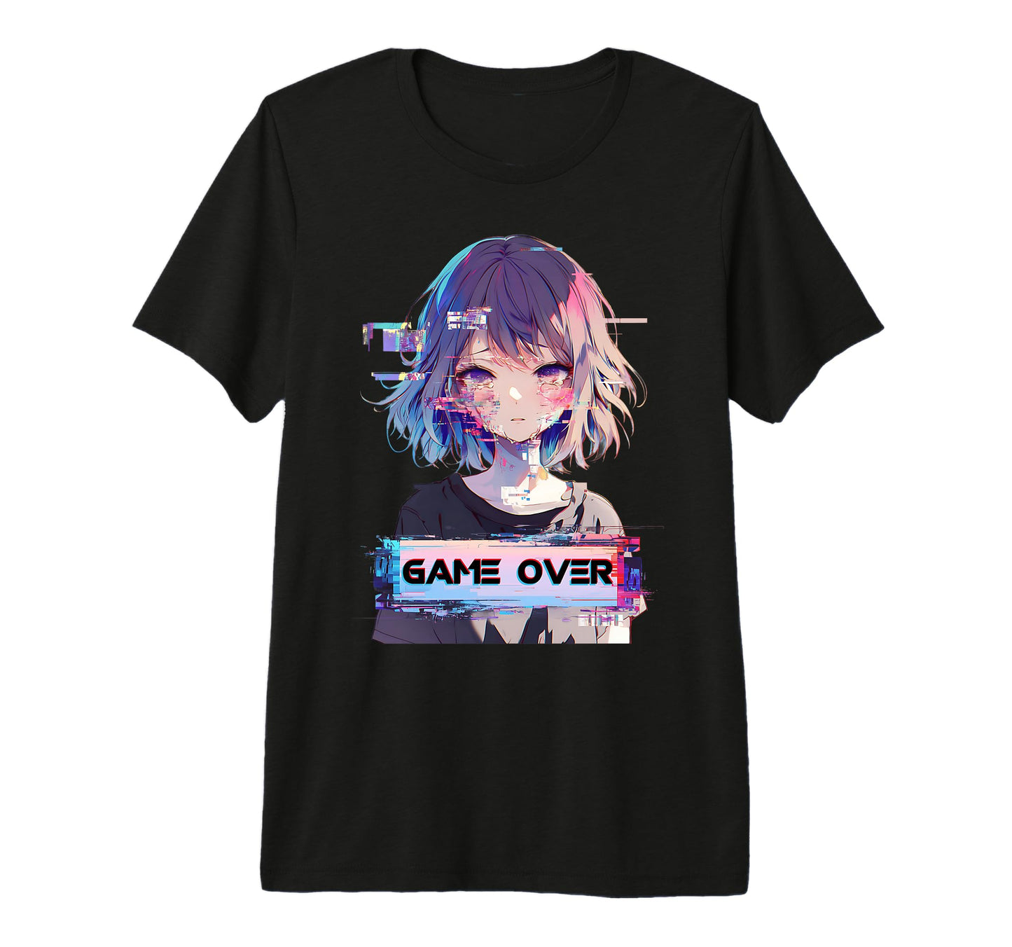 Game Over Sad Anime Vaporwave Glitch T-Shirt - Trendy Graphic Men Women - T-Shirt, Sweatshirt, Hoodie