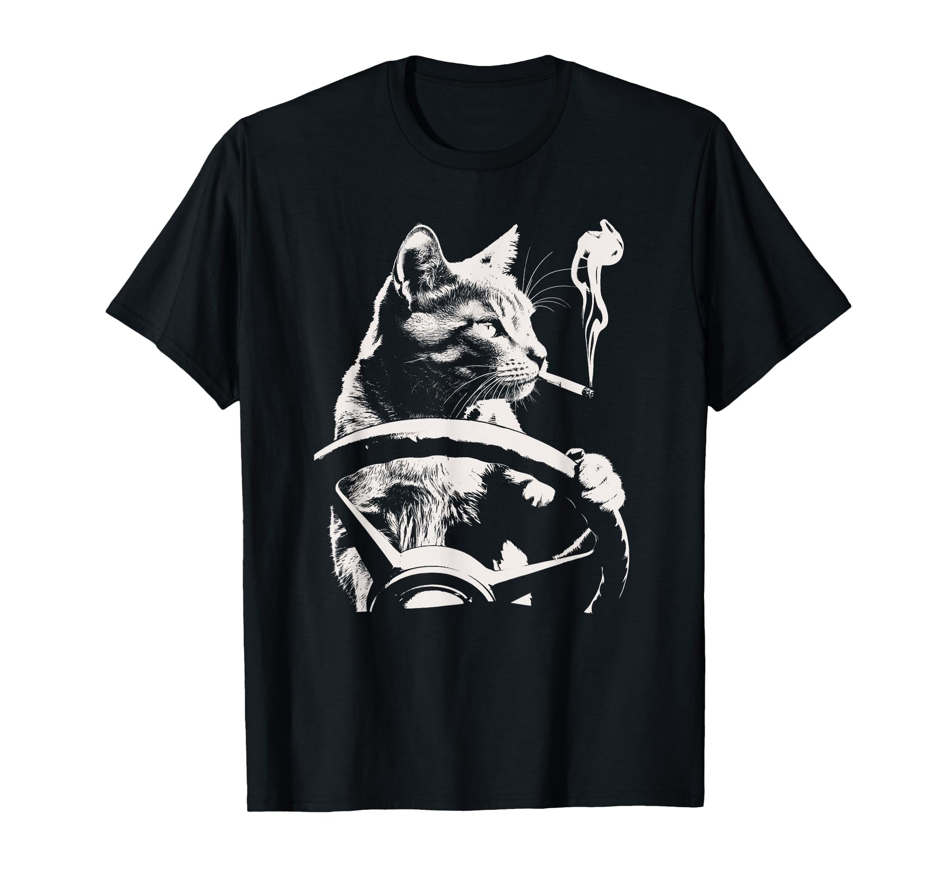 Cat Smoking Driving Grunge Kitty Edgy T-Shirt - Unique Graphic Men Women - T-Shirt, Sweatshirt, Hoodie