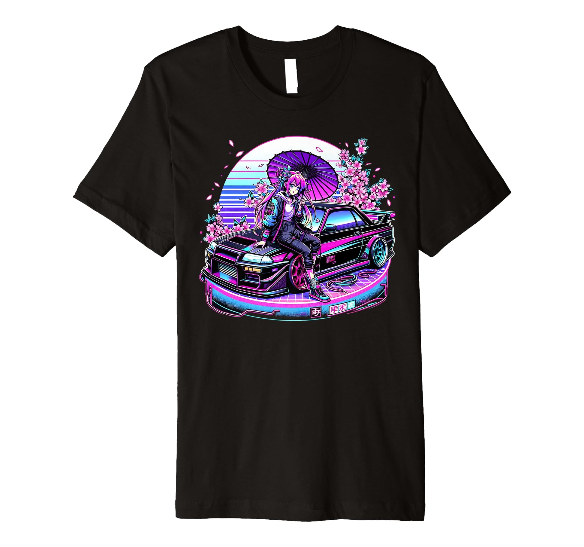 Vaporwave Jdm Car Sakura Aesthetic Anime T-Shirt - Graphic Print Men Women - T-Shirt, Sweatshirt, Hoodie
