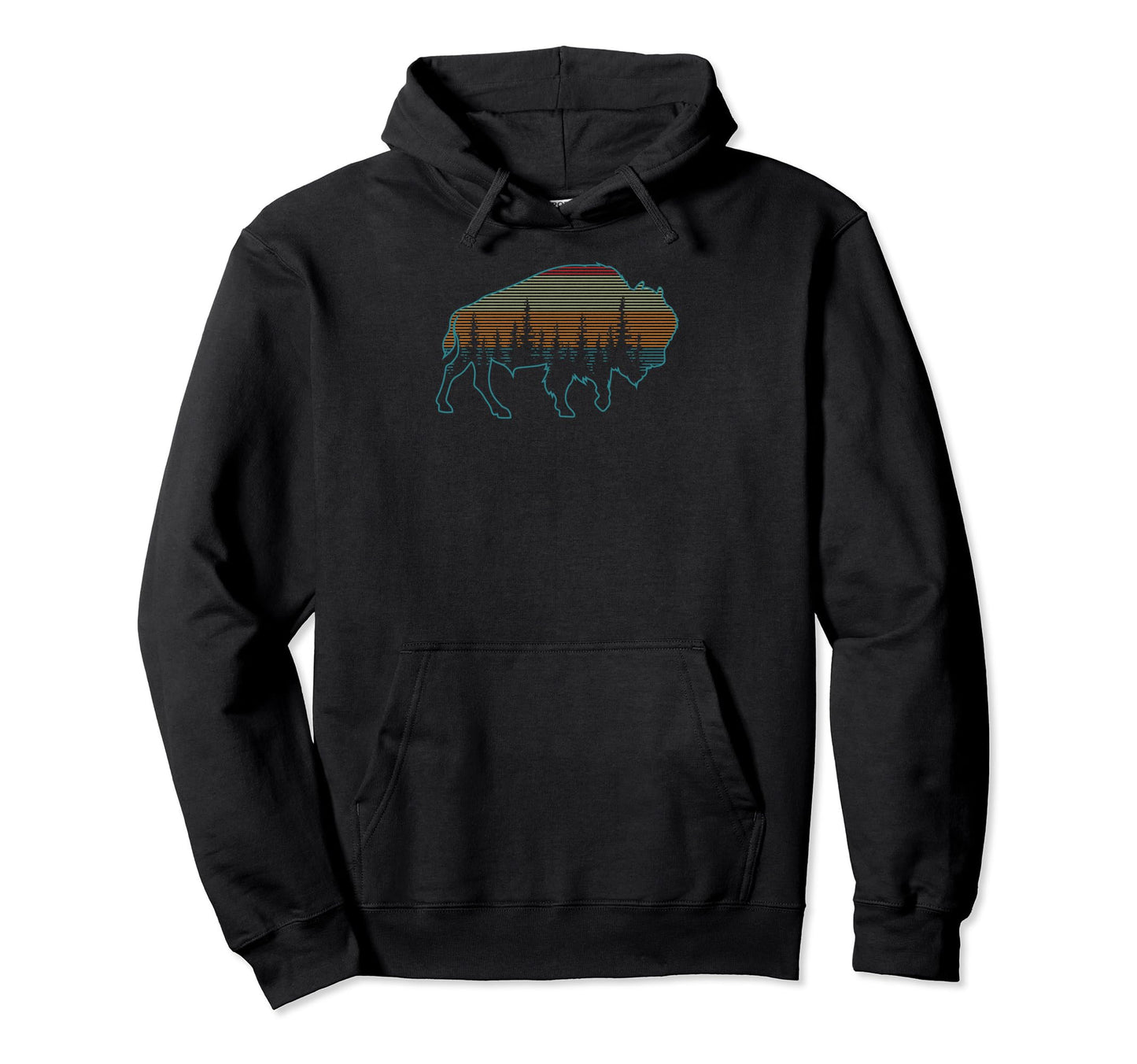 Pine Tree Bison American Buffalo Hoodie - Aesthetic Graphic Men Women - T-Shirt, Sweatshirt, Hoodie
