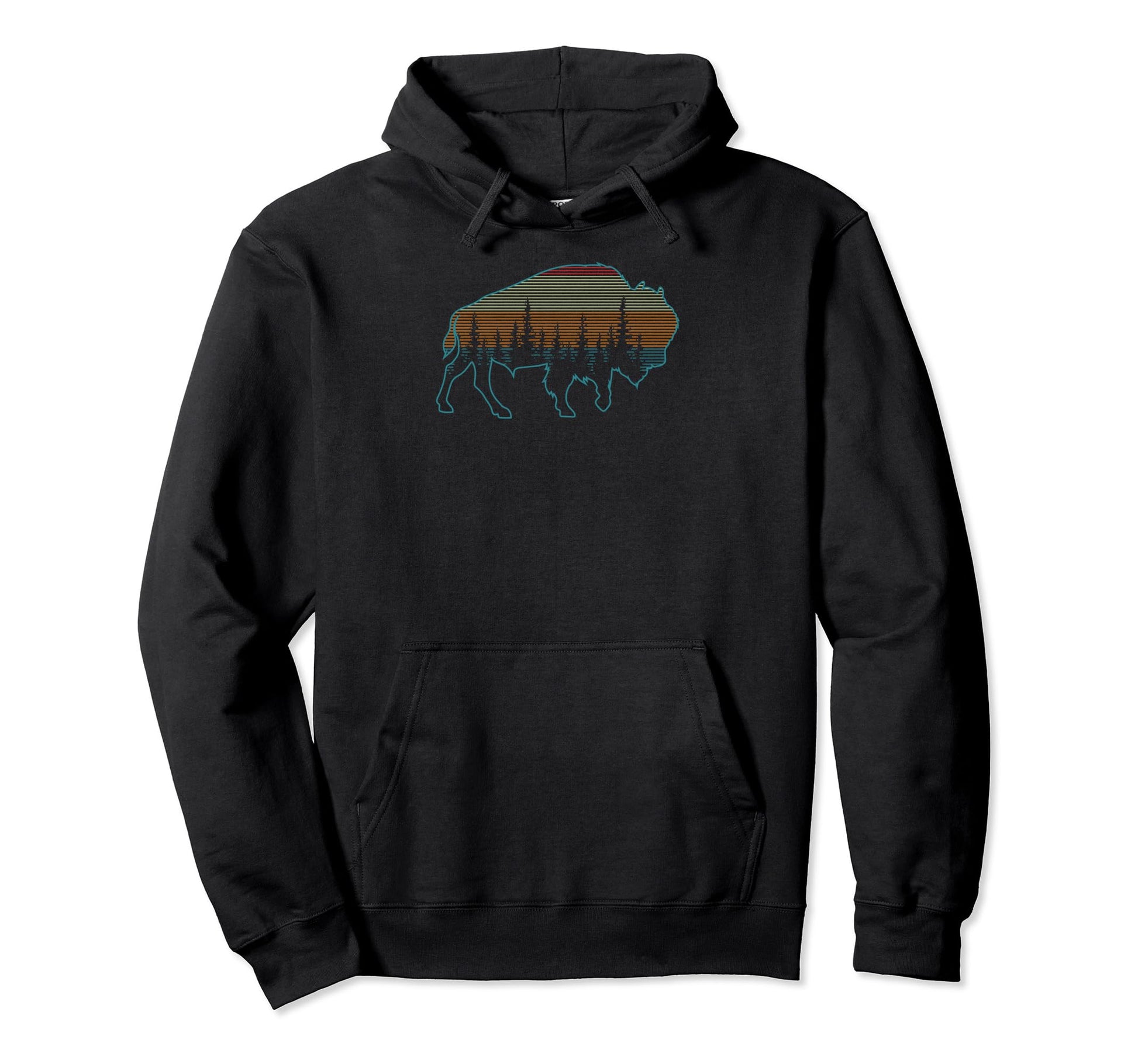 Pine Tree Bison American Buffalo Hoodie - Aesthetic Graphic Men Women - T-Shirt, Sweatshirt, Hoodie
