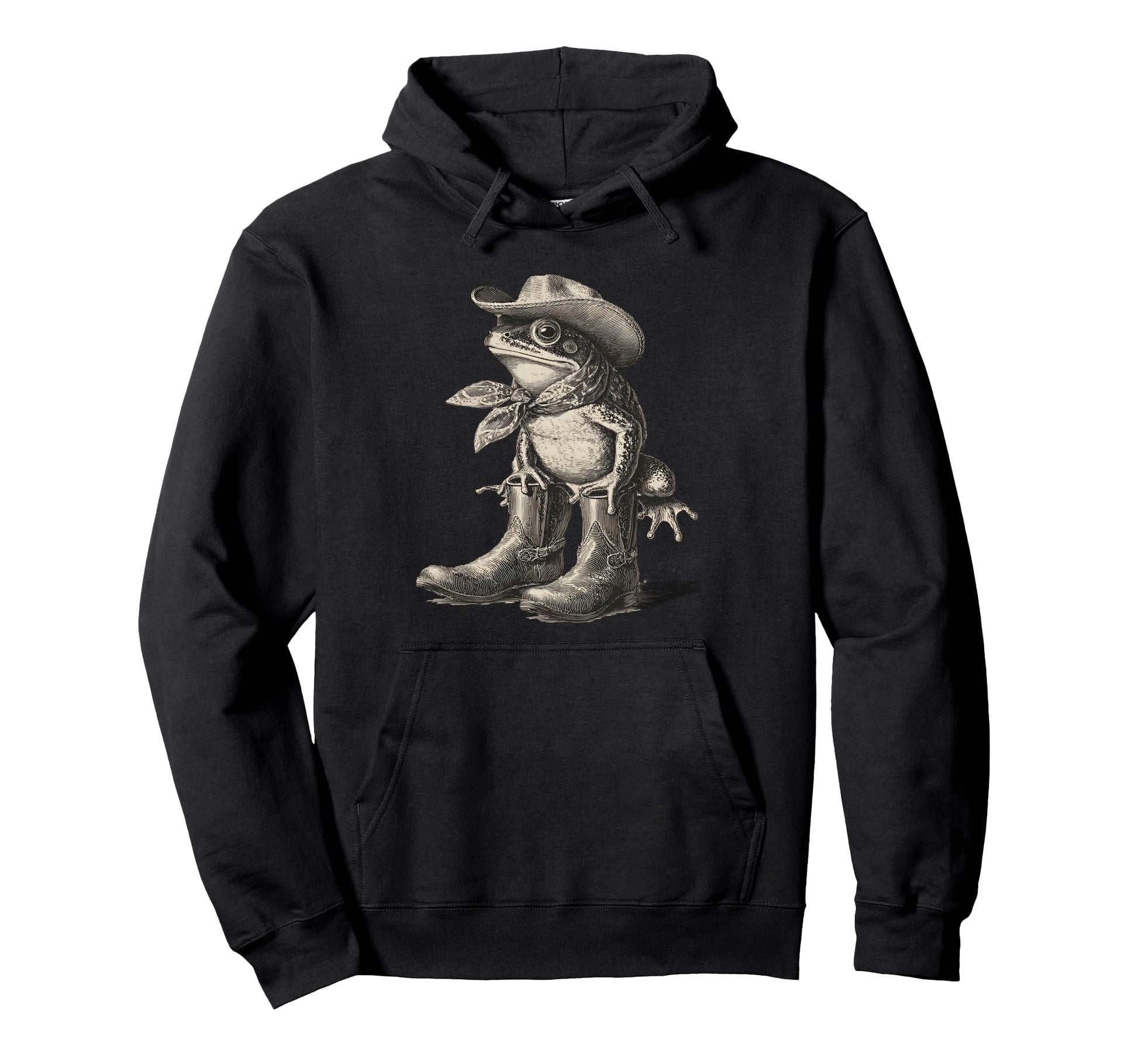 Frog Cowboy Toad Rodeo Cowgirl Western Hoodie - Trendy Graphic for Adults - T-Shirt, Sweatshirt, Hoodie