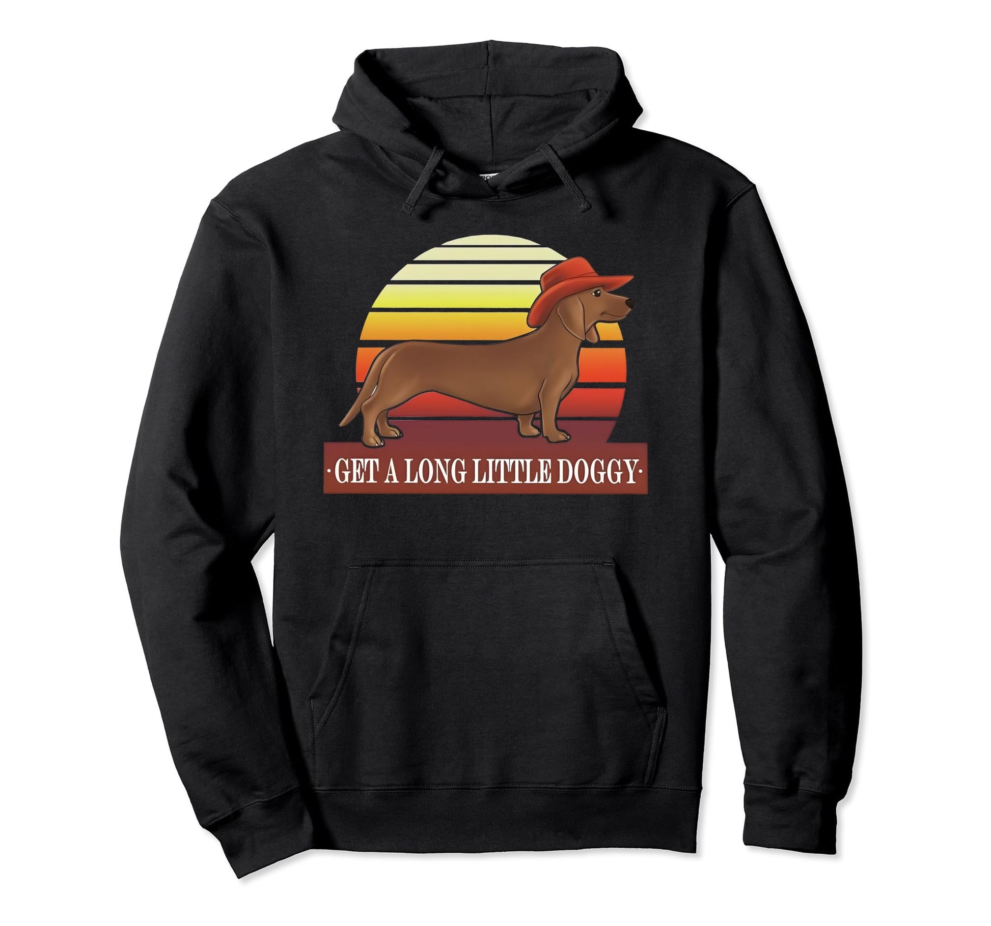Cowboy Dachshund Get Long Little Doggy Hoodie - Minimalist Print Men Women - T-Shirt, Sweatshirt, Hoodie