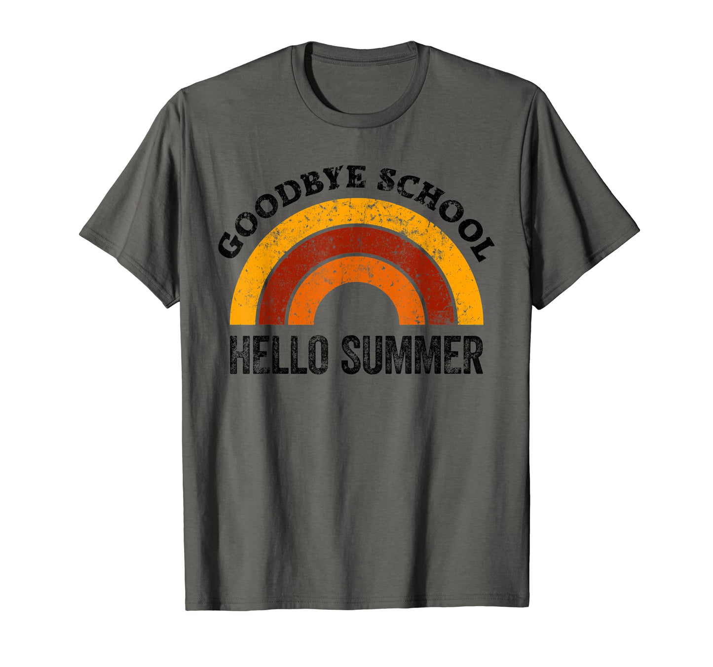 Goodbye School Teacher Rainbow Hello T-Shirt - Custom Art Print Men Women - T-Shirt, Sweatshirt, Hoodie