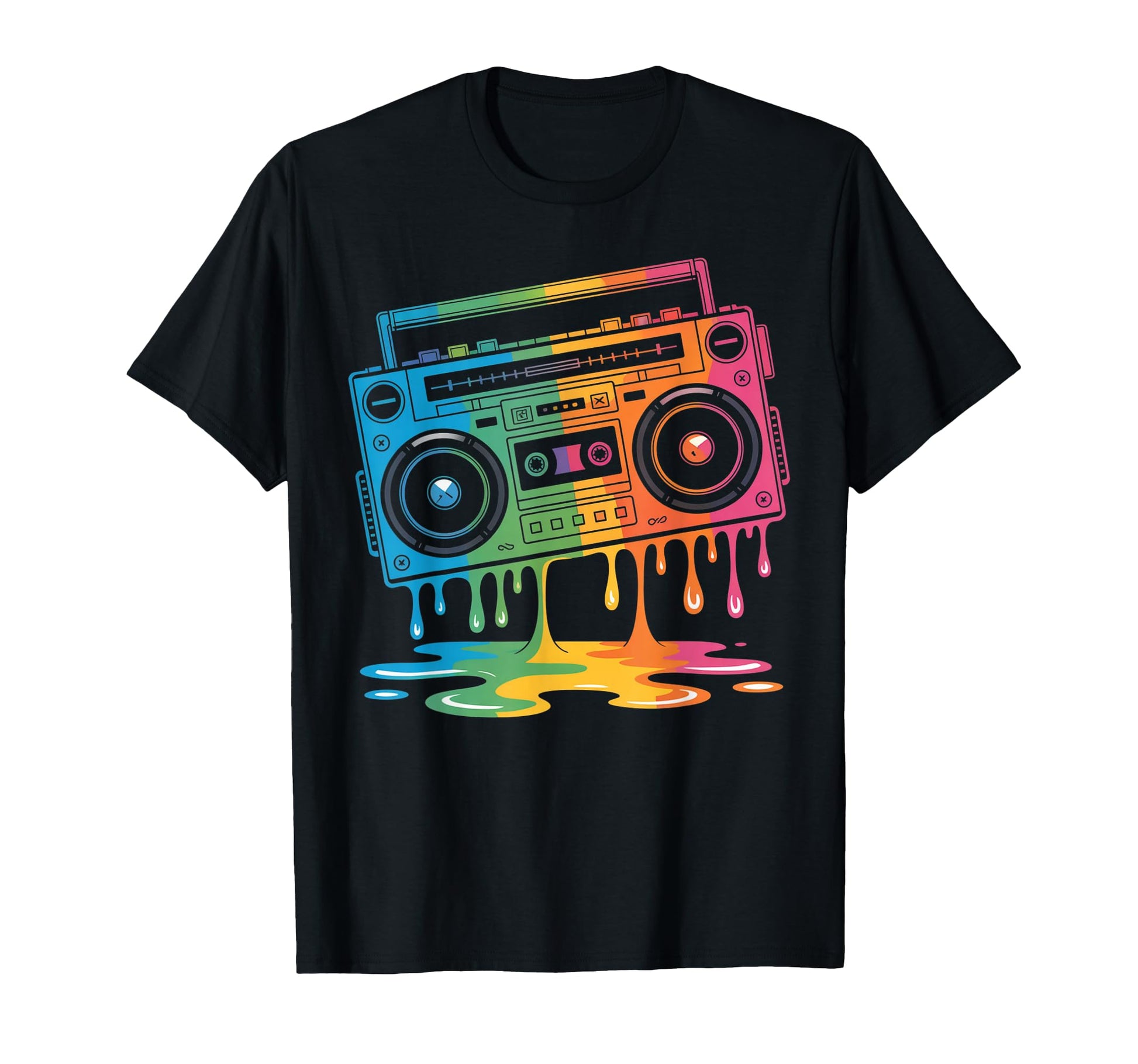 Dripping Paint Boombox Old School 80S T-Shirt - Unique Graphic Unisex - T-Shirt, Sweatshirt, Hoodie