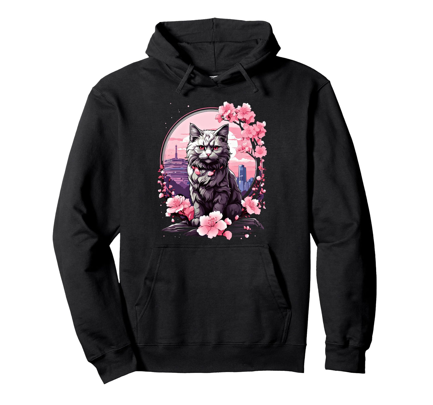 Anime Cat Japanese Vaporwave Aesthetic Hoodie - Minimalist Print Unisex - T-Shirt, Sweatshirt, Hoodie
