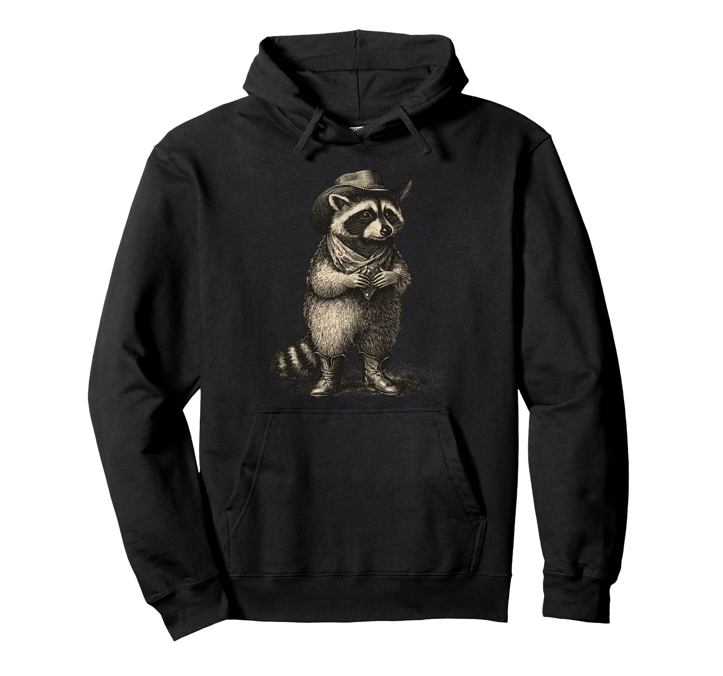 Raccoon Cowboy Rodeo Cowgirl Western Hoodie - Custom Art Print for Adults - T-Shirt, Sweatshirt, Hoodie
