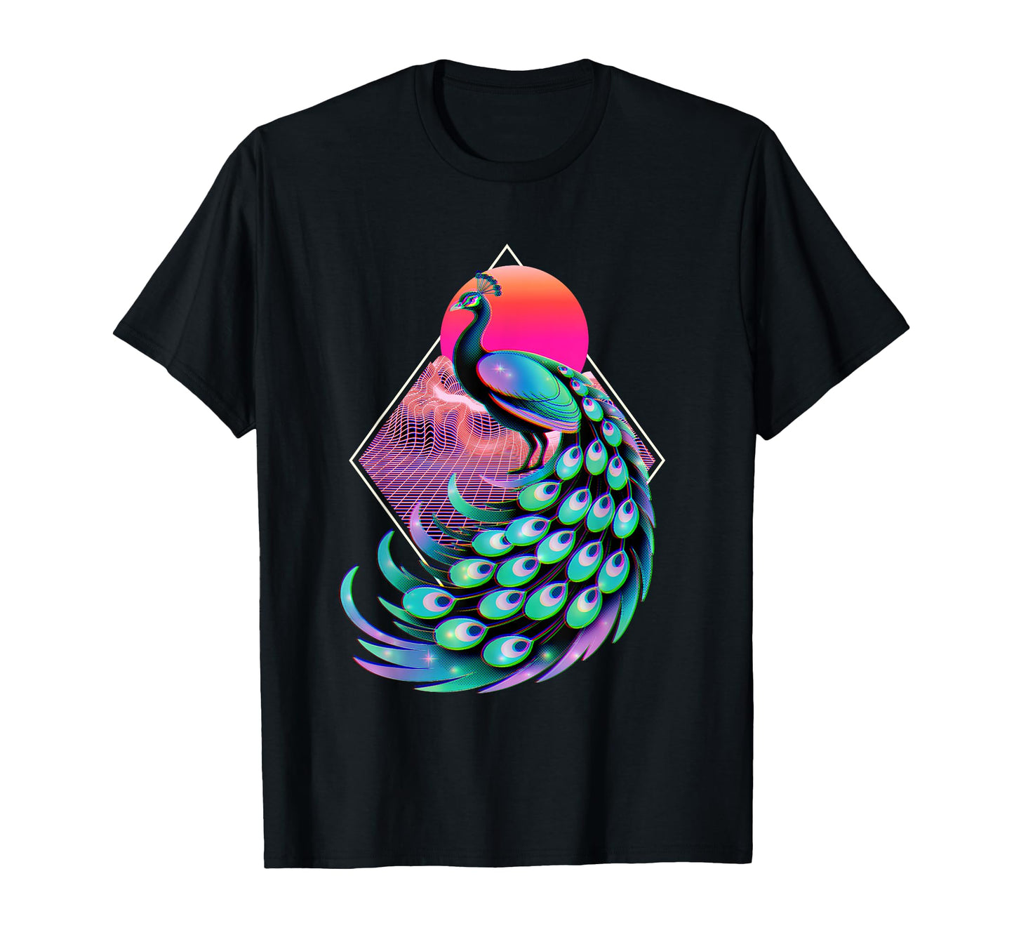 Peacock Feathers Royal Bird Vaporwave T-Shirt - Novelty Apparel Unisex - T-Shirt, Sweatshirt, Hoodie