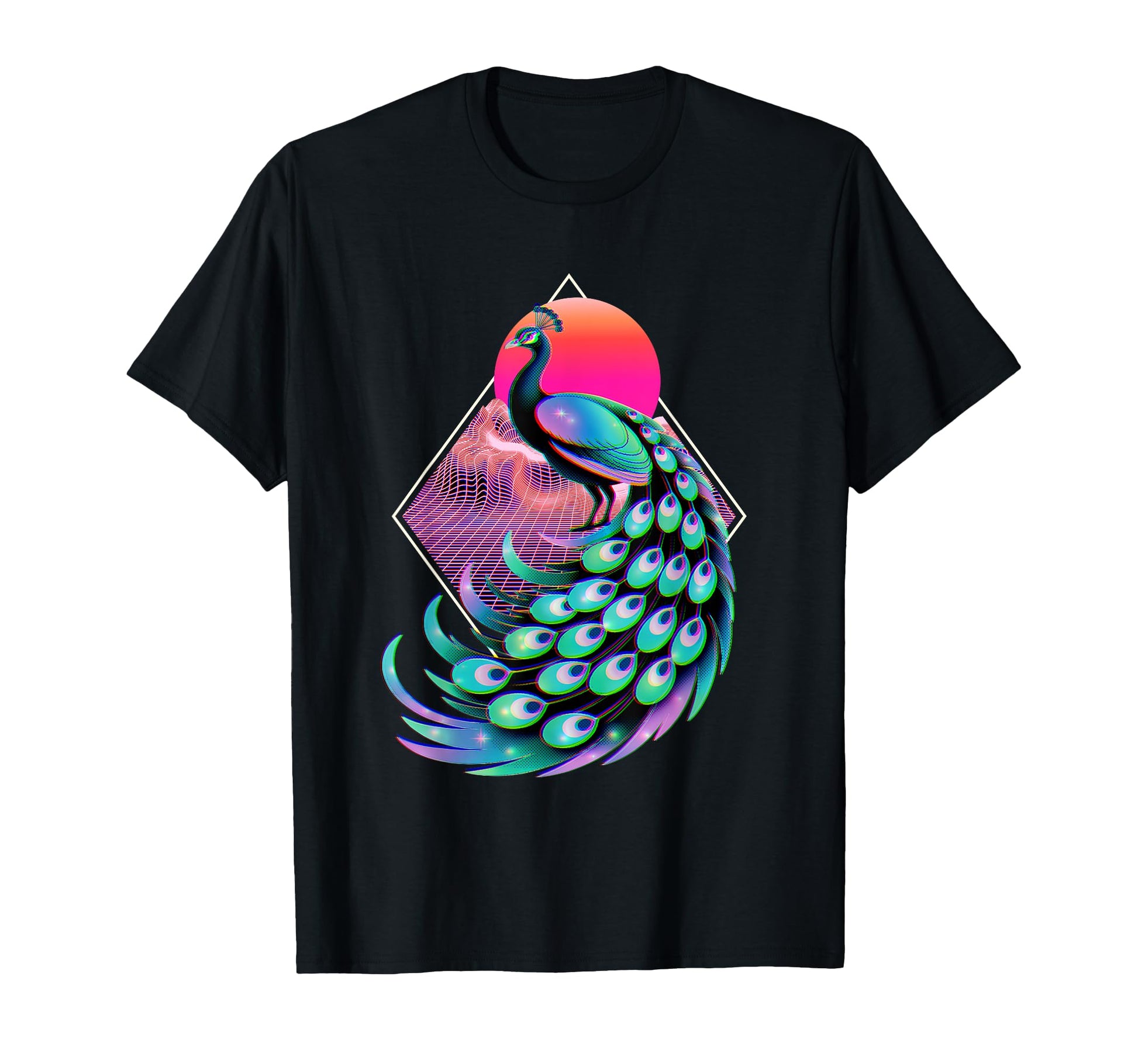 Peacock Feathers Royal Bird Vaporwave T-Shirt - Novelty Apparel Unisex - T-Shirt, Sweatshirt, Hoodie