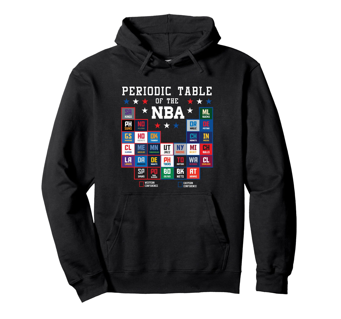 Nba Periodic Table Nba East West Hoodie - Fun Novelty Design for Adults - T-Shirt, Sweatshirt, Hoodie