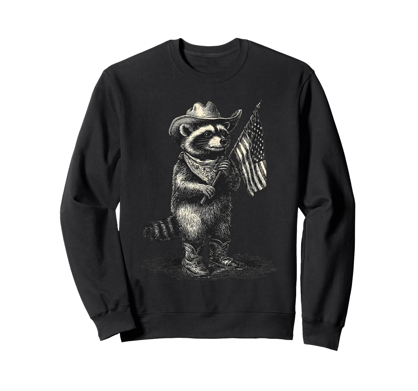 Raccoon Cowboy Rodeo Cowgirl Western Sweatshirt - Graphic Print for Adults - T-Shirt, Sweatshirt, Hoodie