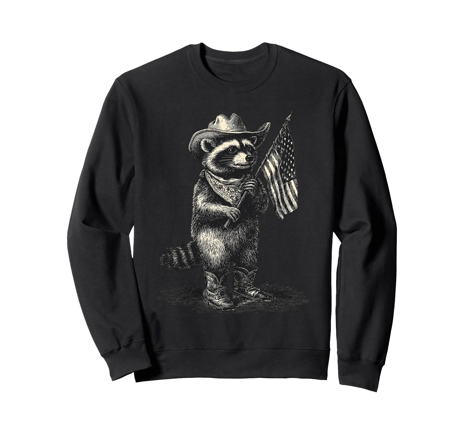 Raccoon Cowboy Rodeo Cowgirl Western Sweatshirt - Graphic Print for Adults - T-Shirt, Sweatshirt, Hoodie