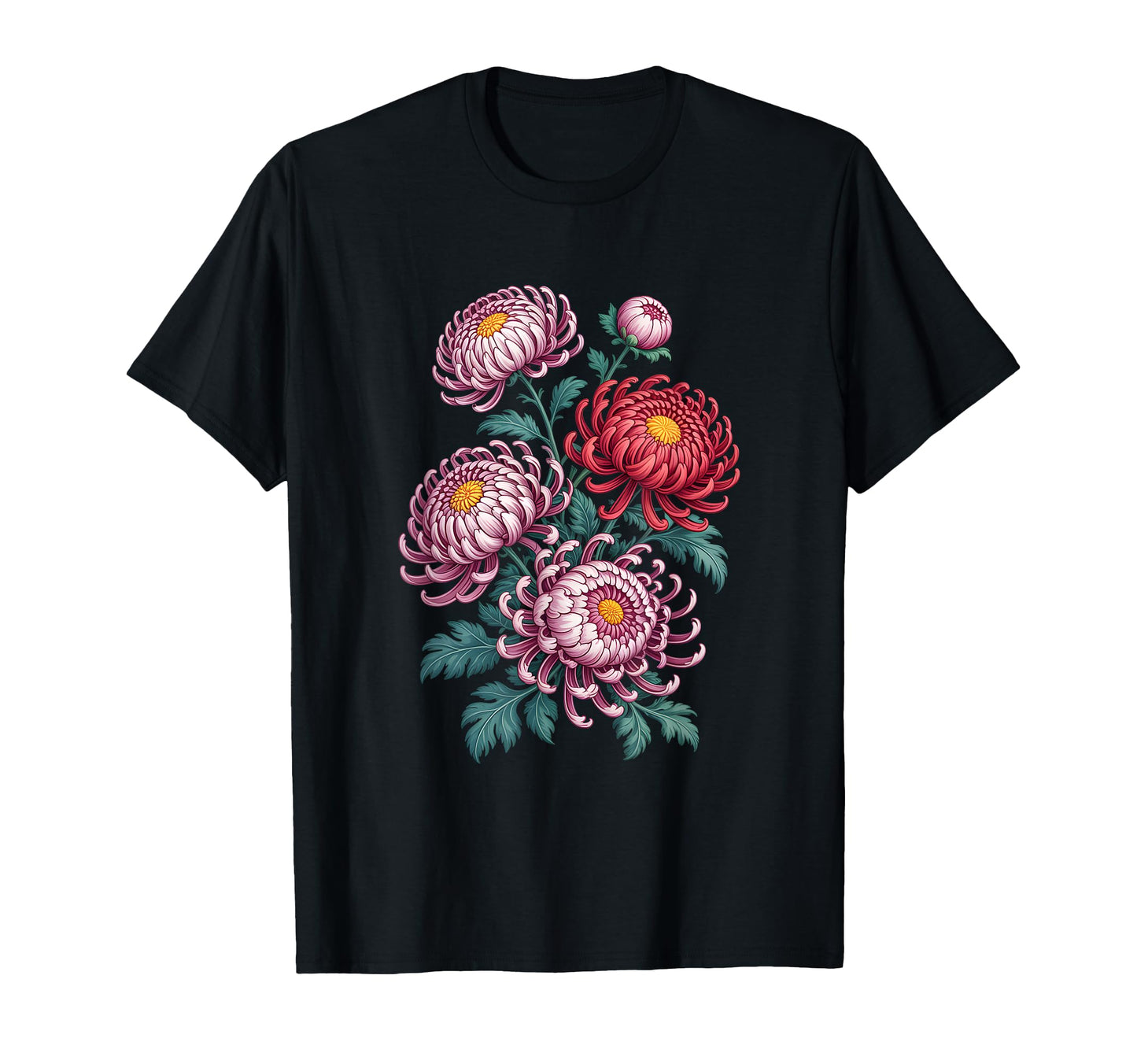 Japanese Chrysanthemum Flower Floral T-Shirt - Casual Everyday Wear Unisex - T-Shirt, Sweatshirt, Hoodie